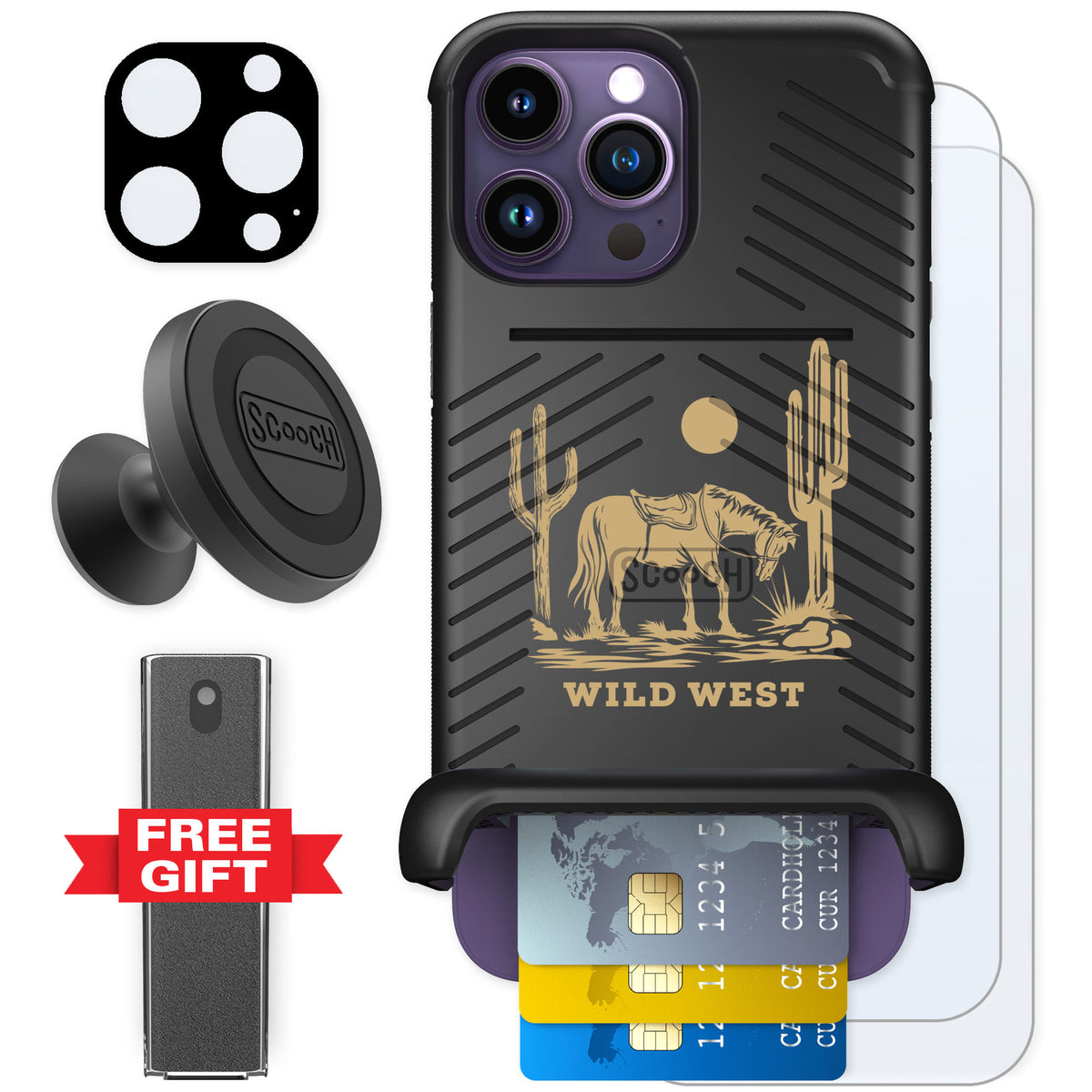 Scooch Wingmate Wild West for iPhone 14 Pro Max — Defender Bundle