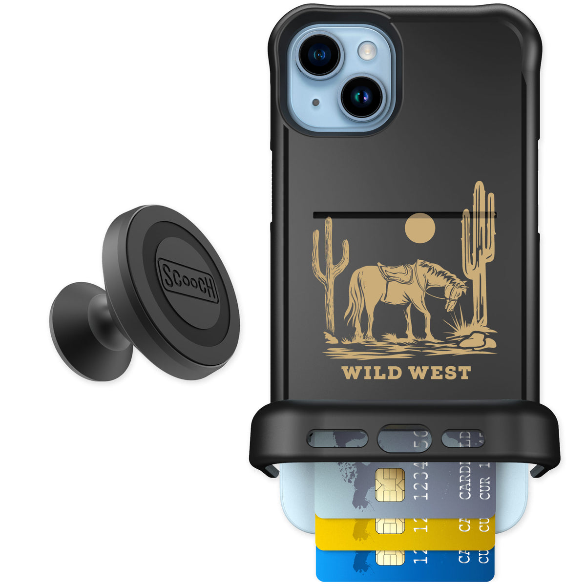 Scooch Wingmate Wild West for iPhone 14 Plus — Starter Bundle