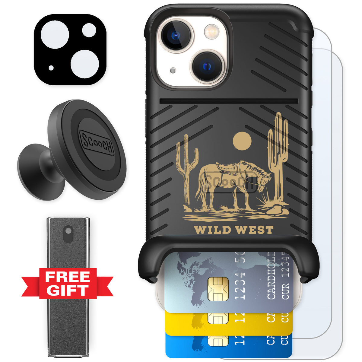 Scooch Wingmate Wild West for iPhone 13 mini — Defender Bundle