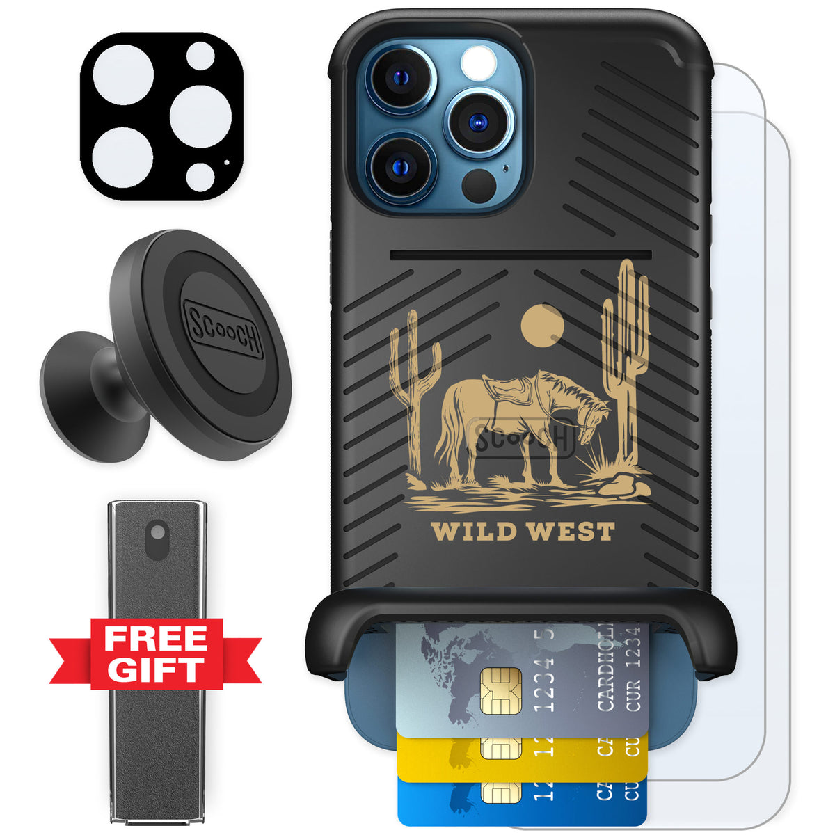 Scooch Wingmate Wild West for iPhone 12 Pro Max — Defender Bundle