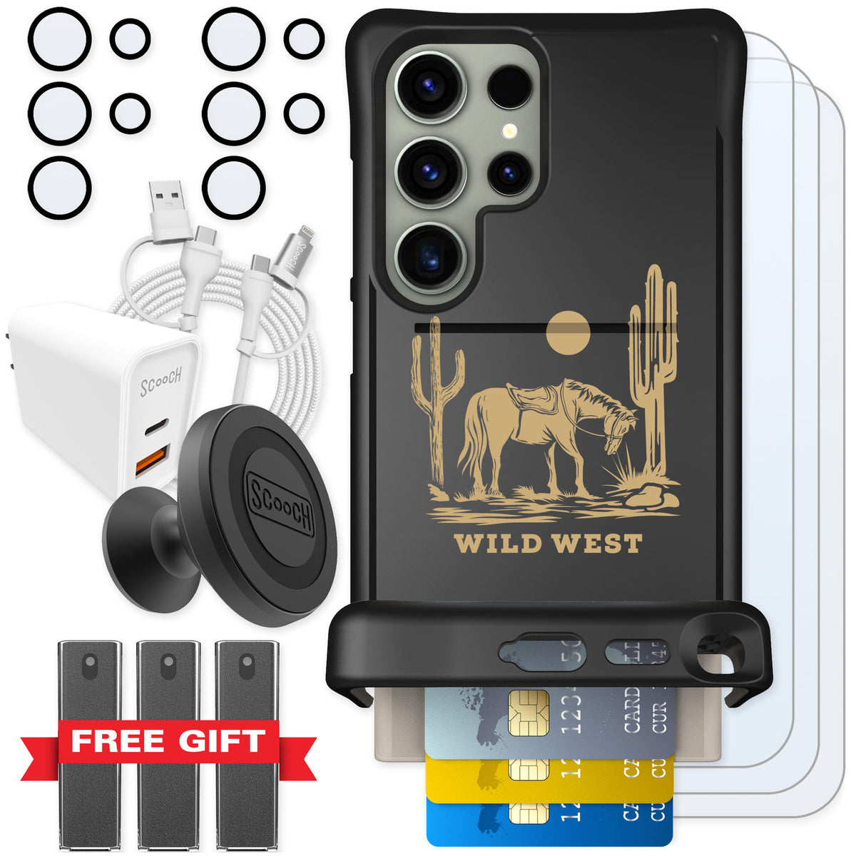 Scooch Wingmate Wild West for Galaxy S24 Ultra — Ultimate Bundle