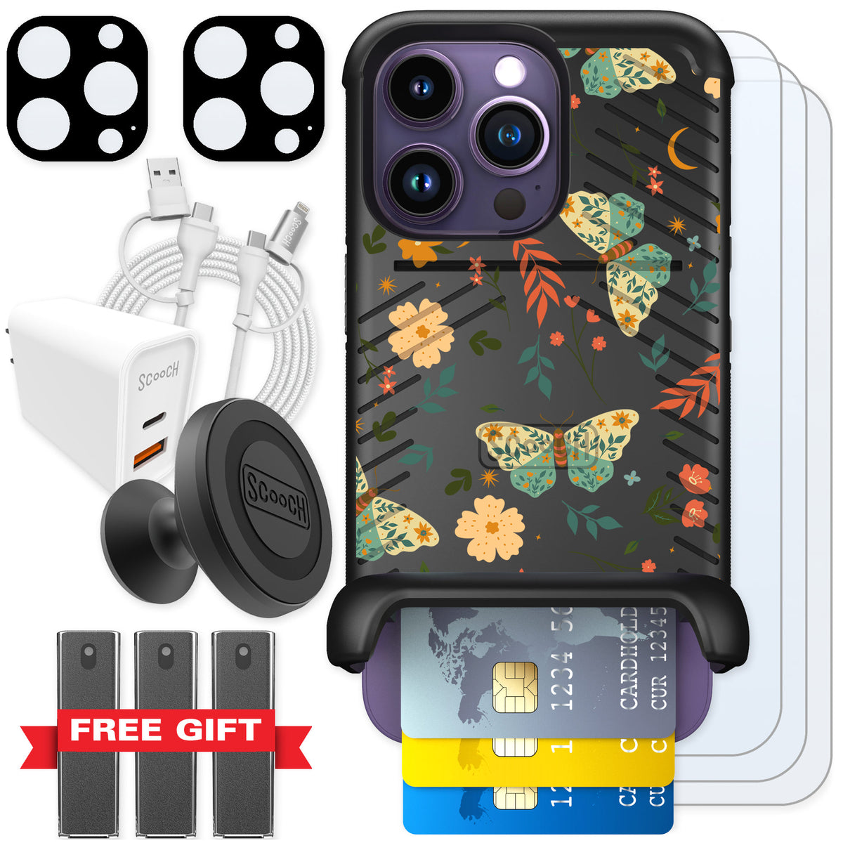 Scooch Wingmate Boho Nights for iPhone 14 Pro — Ultimate Bundle