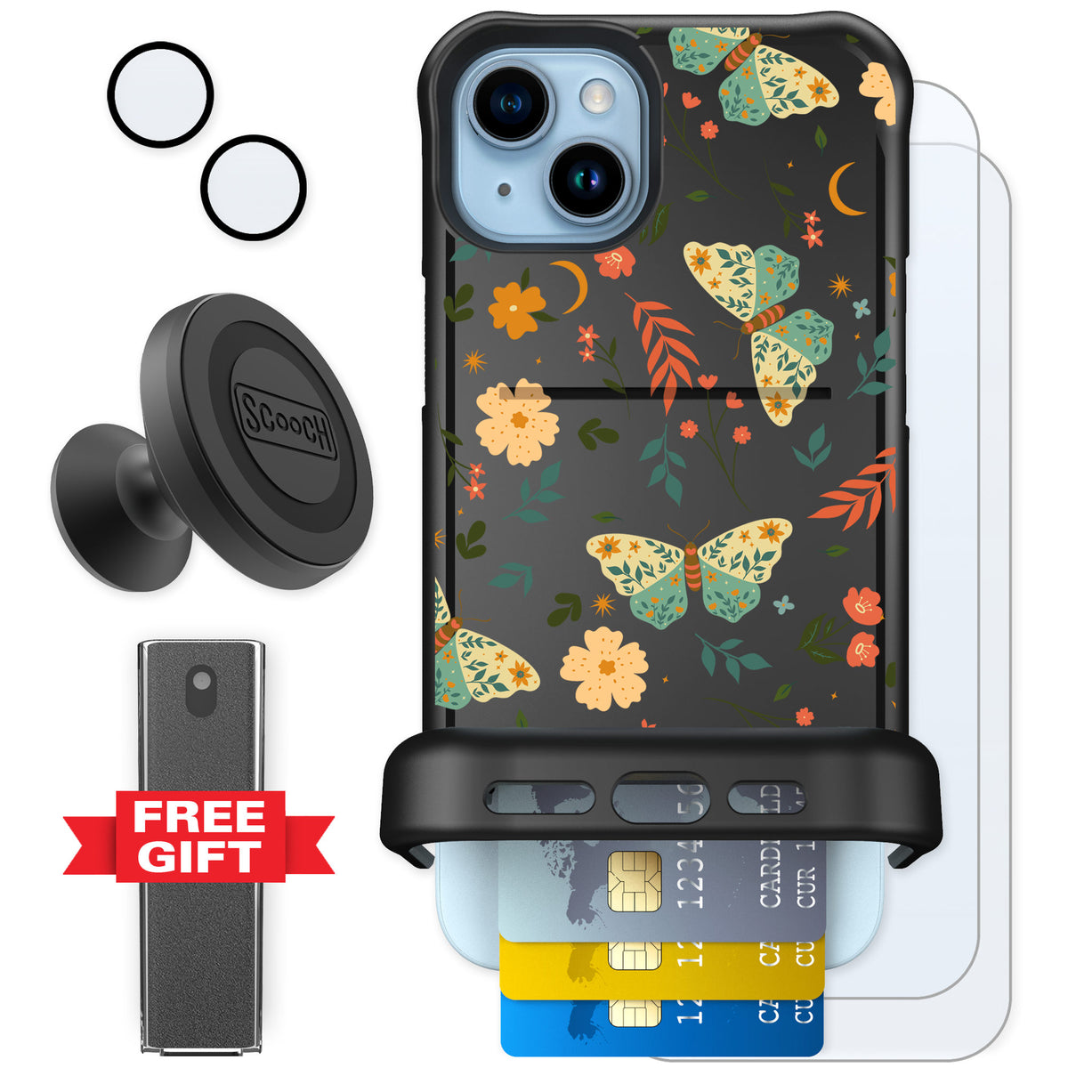 Scooch Wingmate Boho Nights for iPhone 14 Plus — Defender Bundle