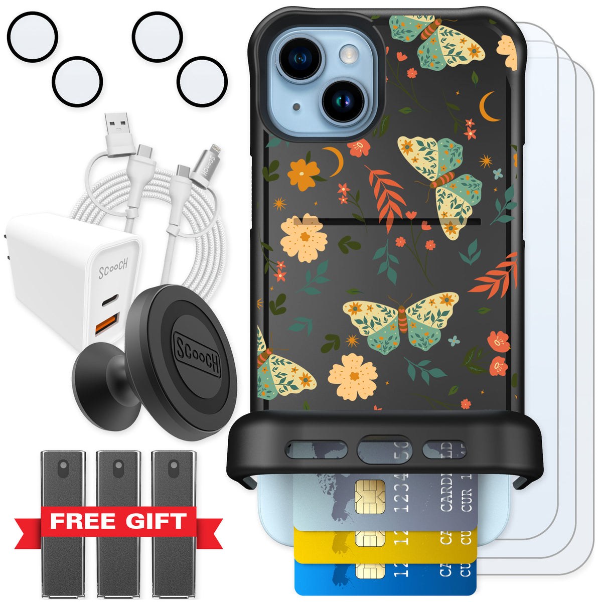 Scooch Wingmate Boho Nights for iPhone 14 Plus — Ultimate Bundle