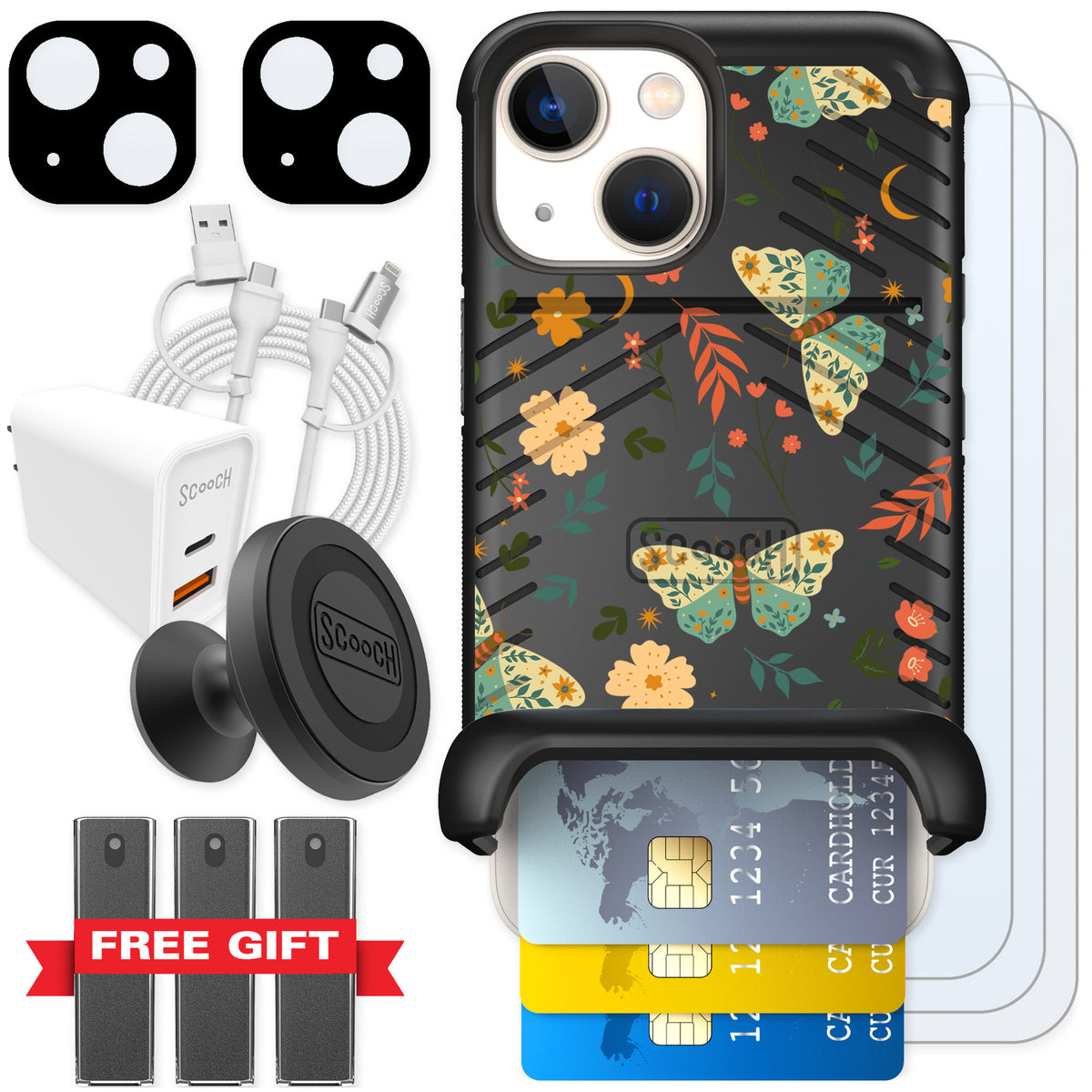 Scooch Wingmate Boho Nights for iPhone 13 mini — Ultimate Bundle