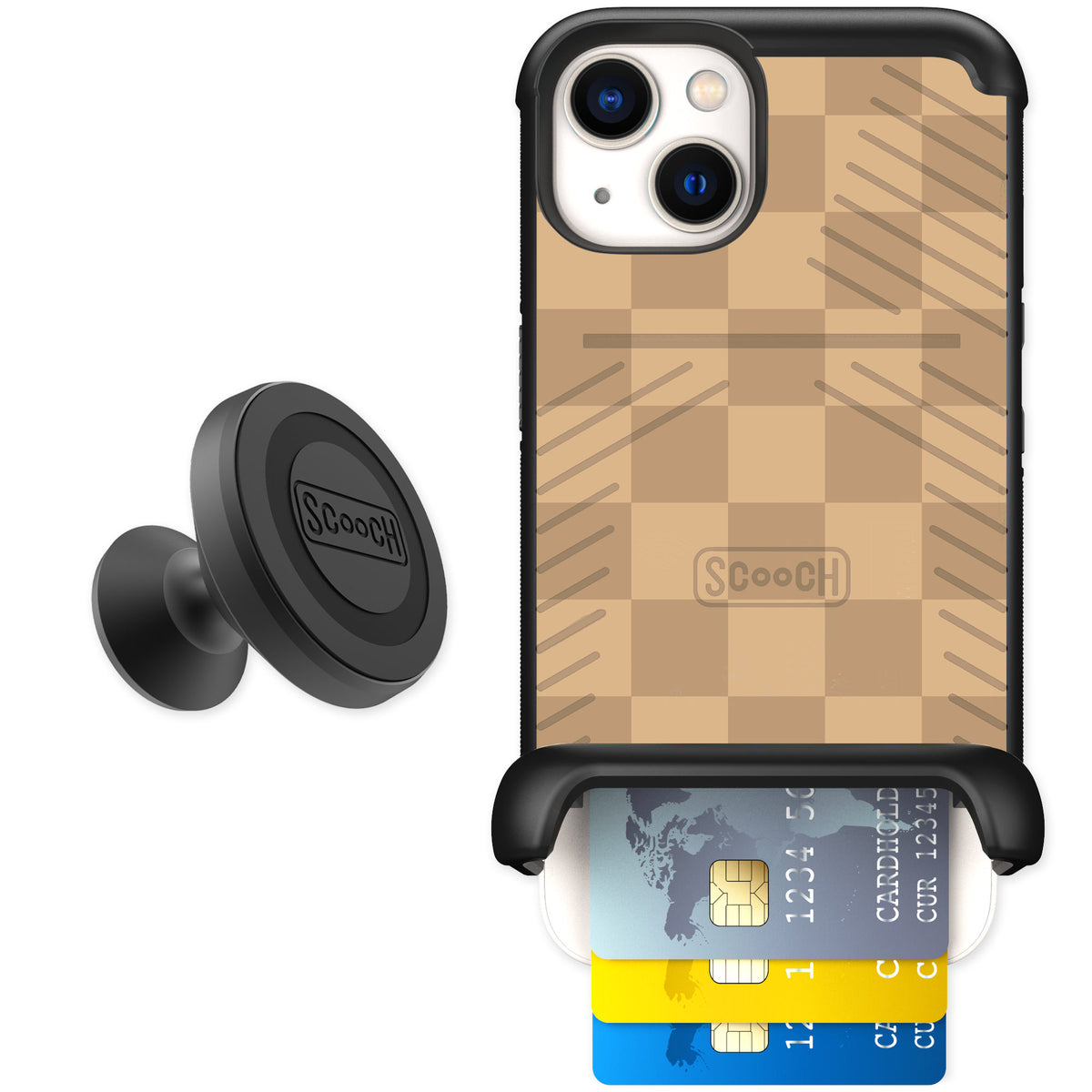 Scooch Wingmate Checkered Beige for iPhone 13 — Starter Bundle