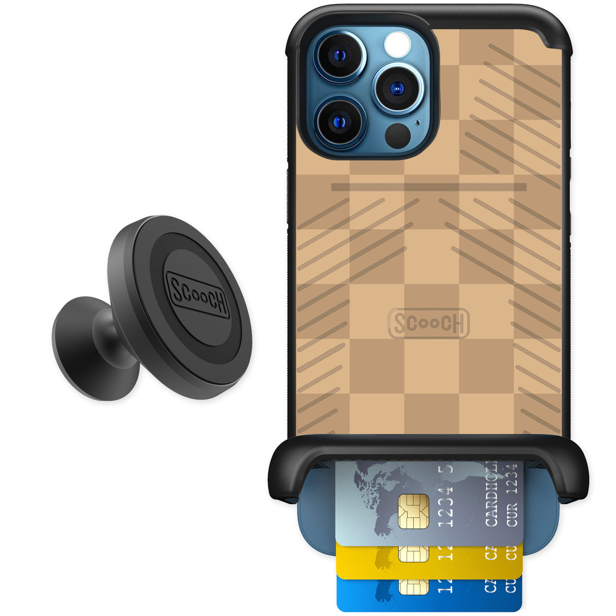 Scooch Wingmate Checkered Beige for iPhone 12 Pro — Starter Bundle