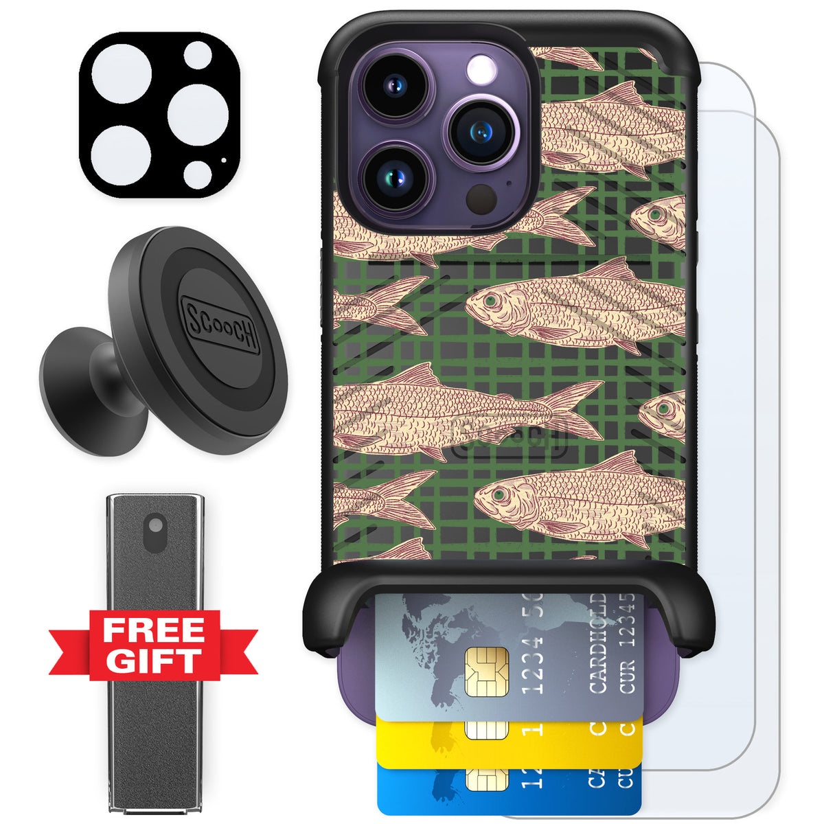 Scooch Wingmate Fresh Catch for iPhone 14 Pro — Defender Bundle