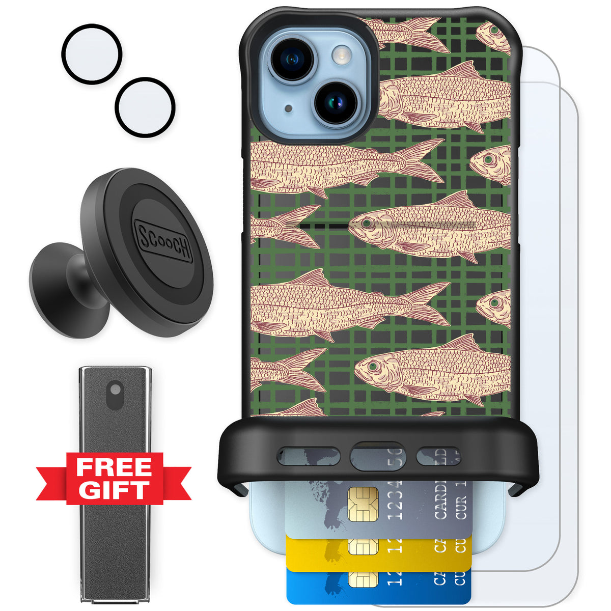 Scooch Wingmate Fresh Catch for iPhone 14 Plus — Defender Bundle