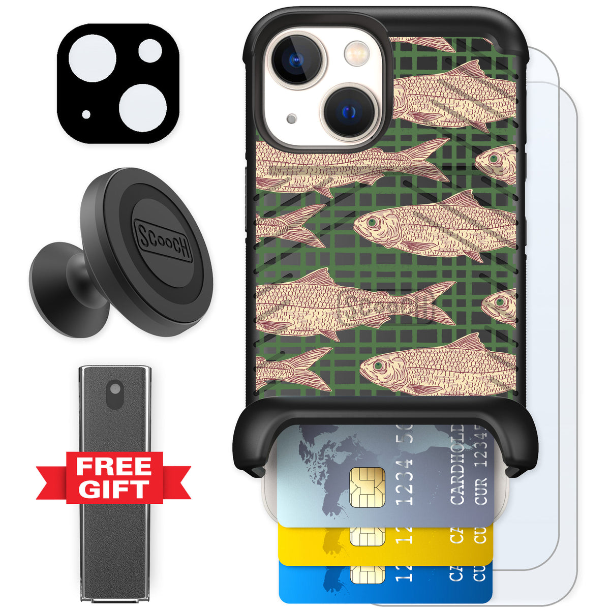 Scooch Wingmate Fresh Catch for iPhone 13 mini — Defender Bundle