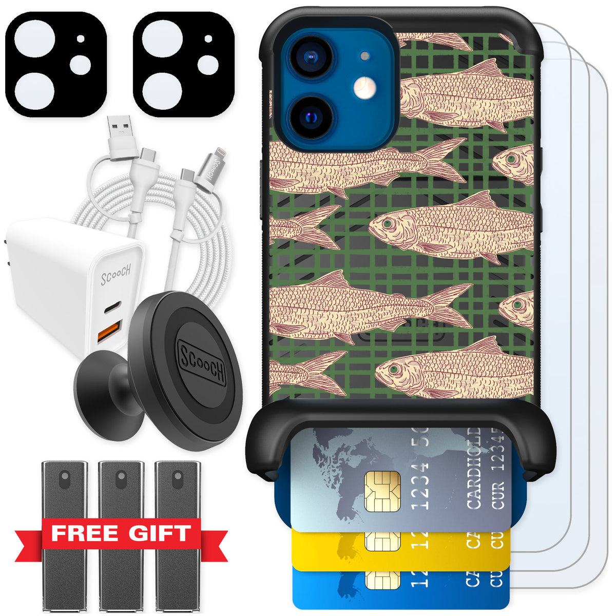 Scooch Wingmate Fresh Catch for iPhone 12 mini — Ultimate Bundle