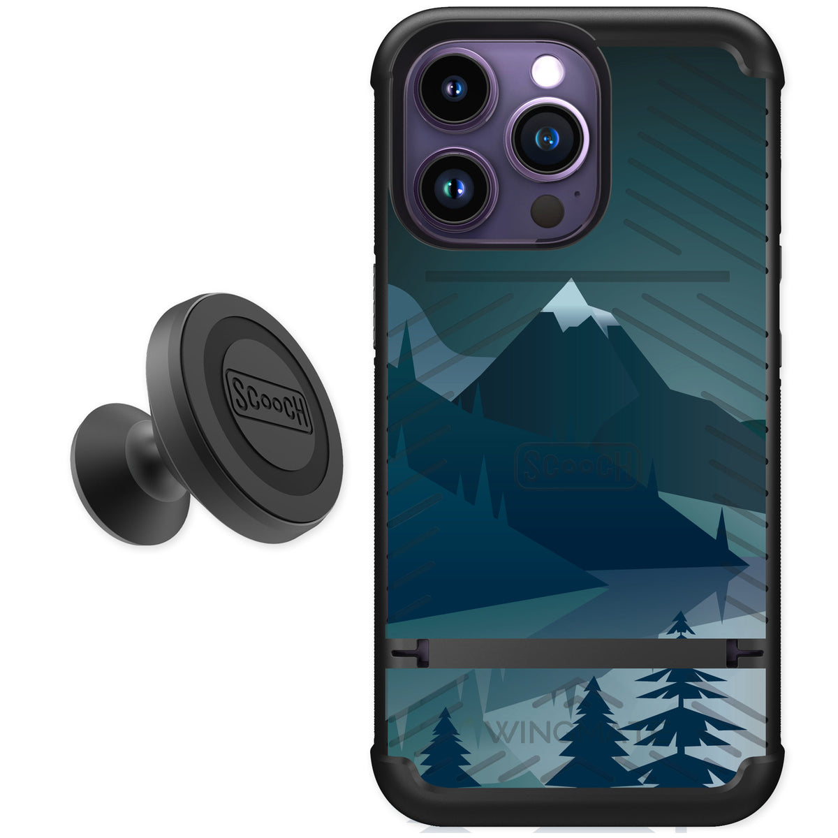 Scooch Wingmate Midnight Ridge for iPhone 14 Pro — Starter Bundle