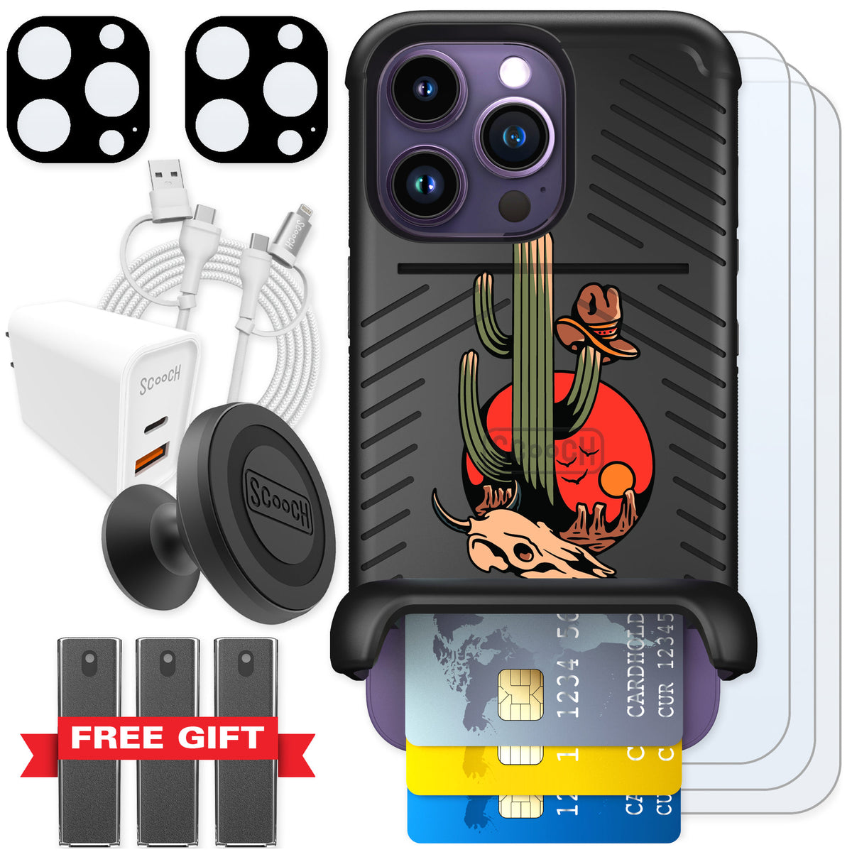 Scooch Wingmate Cactus Flash for iPhone 14 Pro — Ultimate Bundle