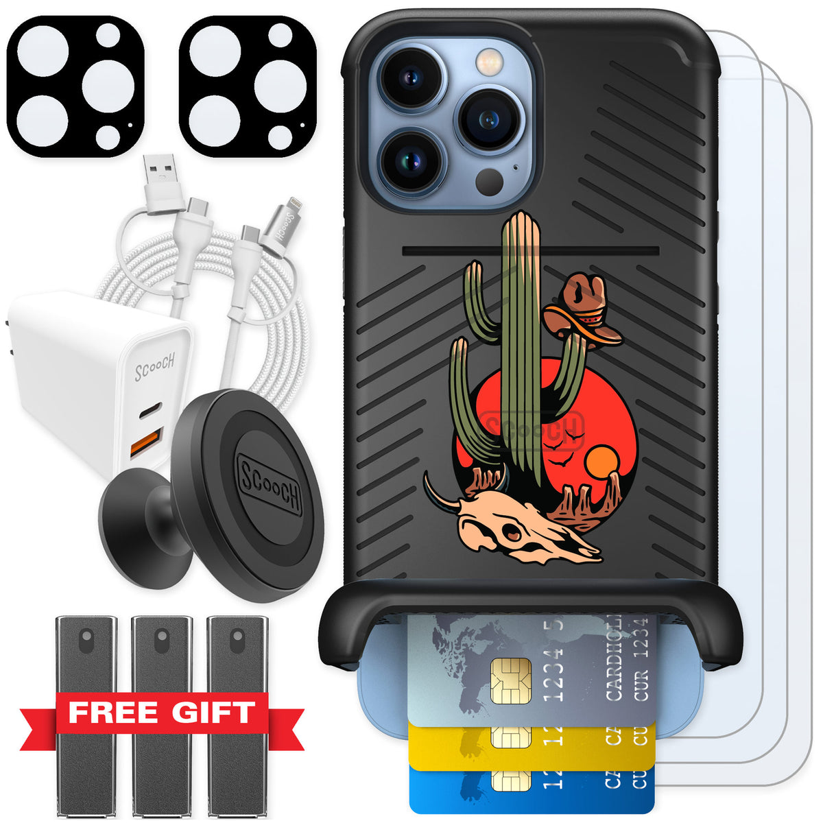 Scooch Wingmate Cactus Flash for iPhone 13 Pro Max — Ultimate Bundle