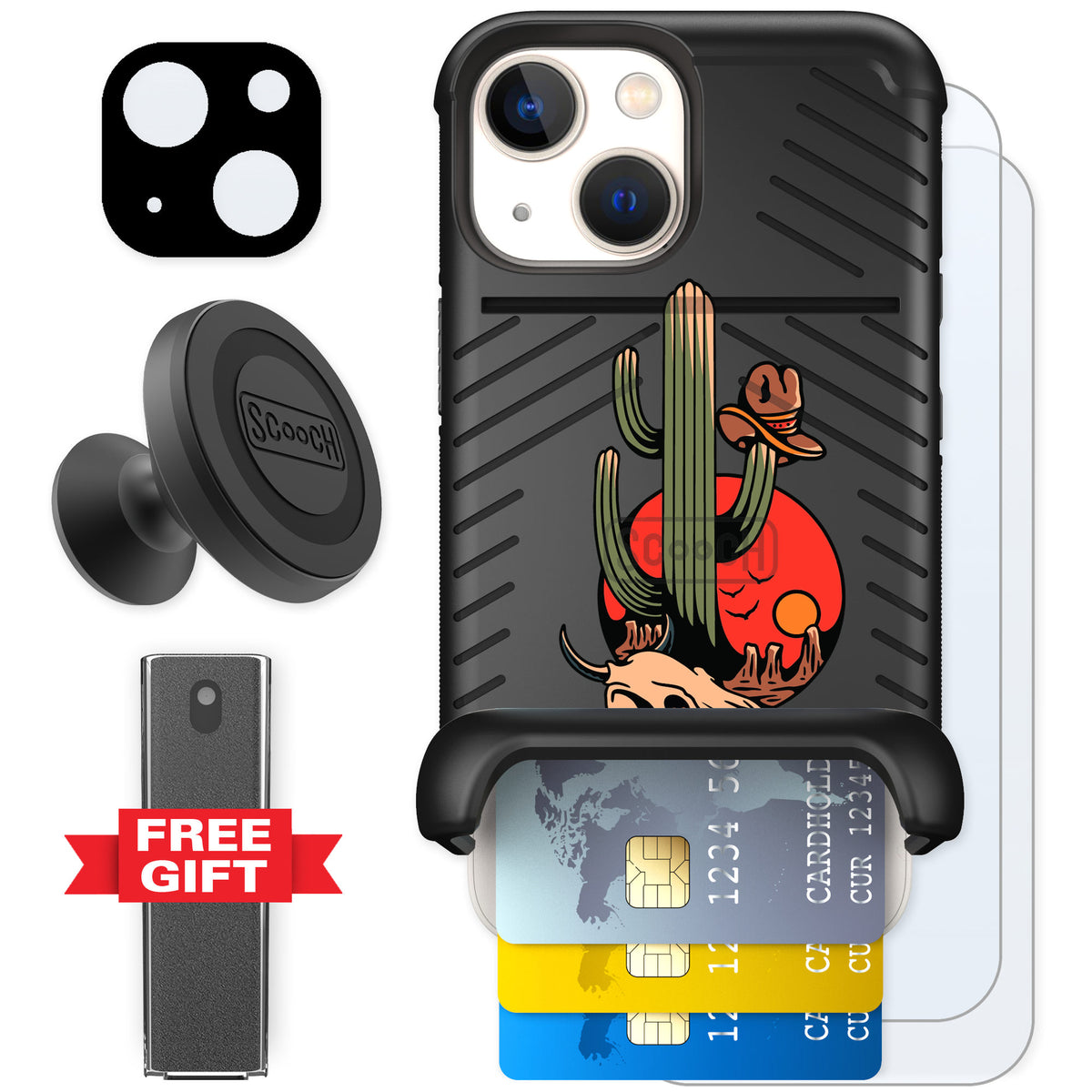 Scooch Wingmate Cactus Flash for iPhone 13 mini — Defender Bundle