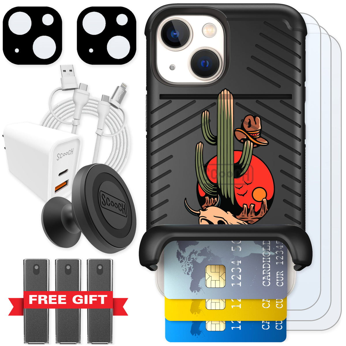 Scooch Wingmate Cactus Flash for iPhone 13 mini — Ultimate Bundle
