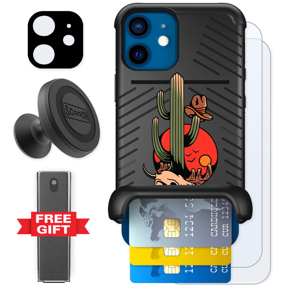 Scooch Wingmate Cactus Flash for iPhone 12 mini — Defender Bundle