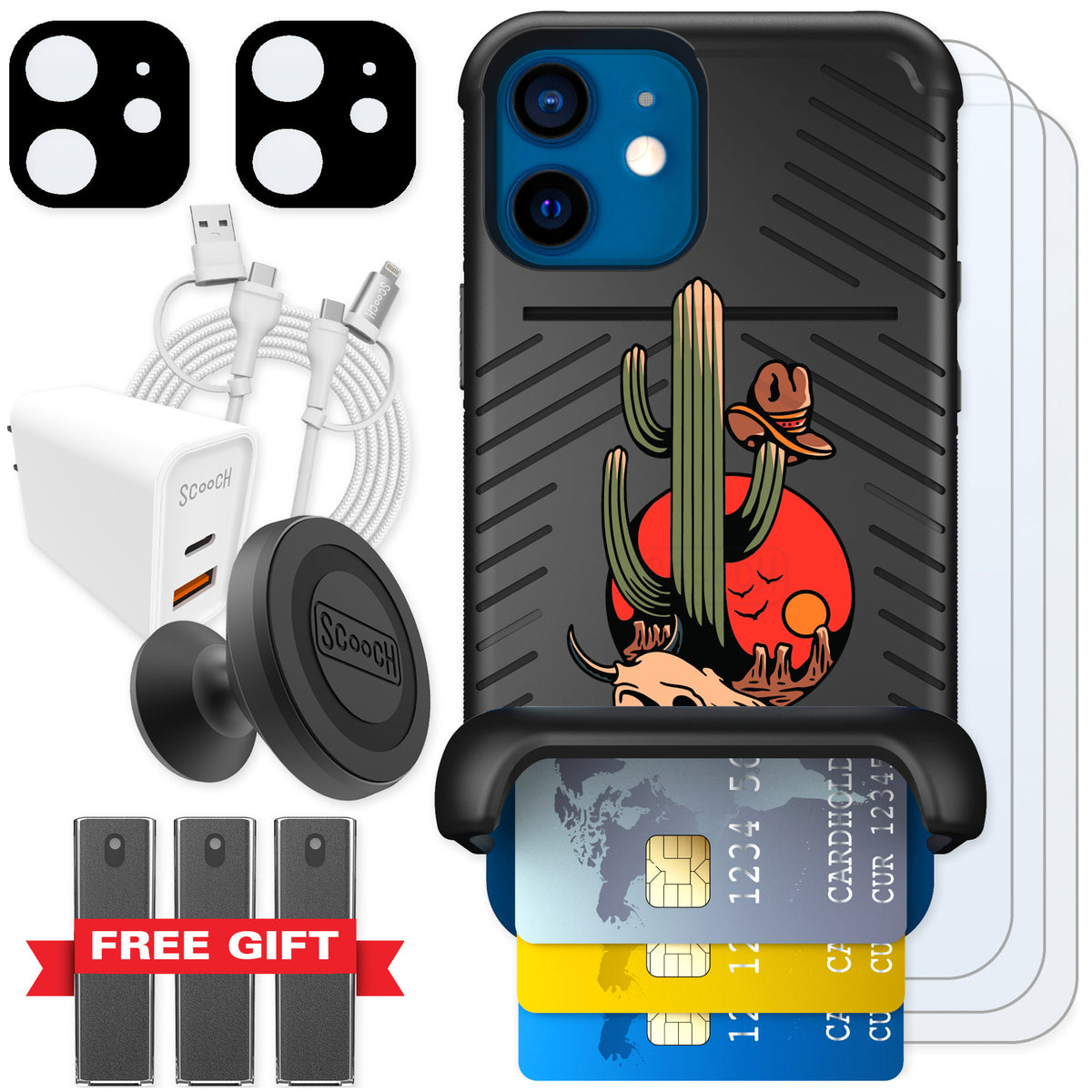 Scooch Wingmate Cactus Flash for iPhone 12 mini — Ultimate Bundle