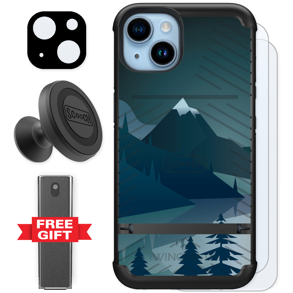 Scooch Wingmate Midnight Ridge for iPhone 14 — Defender Bundle
