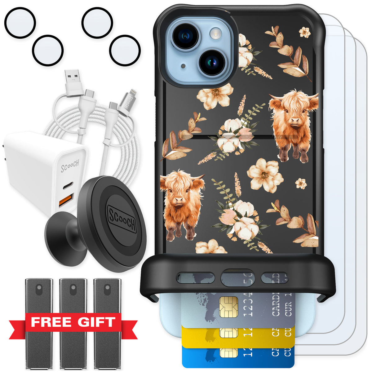 Scooch Wingmate Baby Cow for iPhone 14 Plus — Ultimate Bundle
