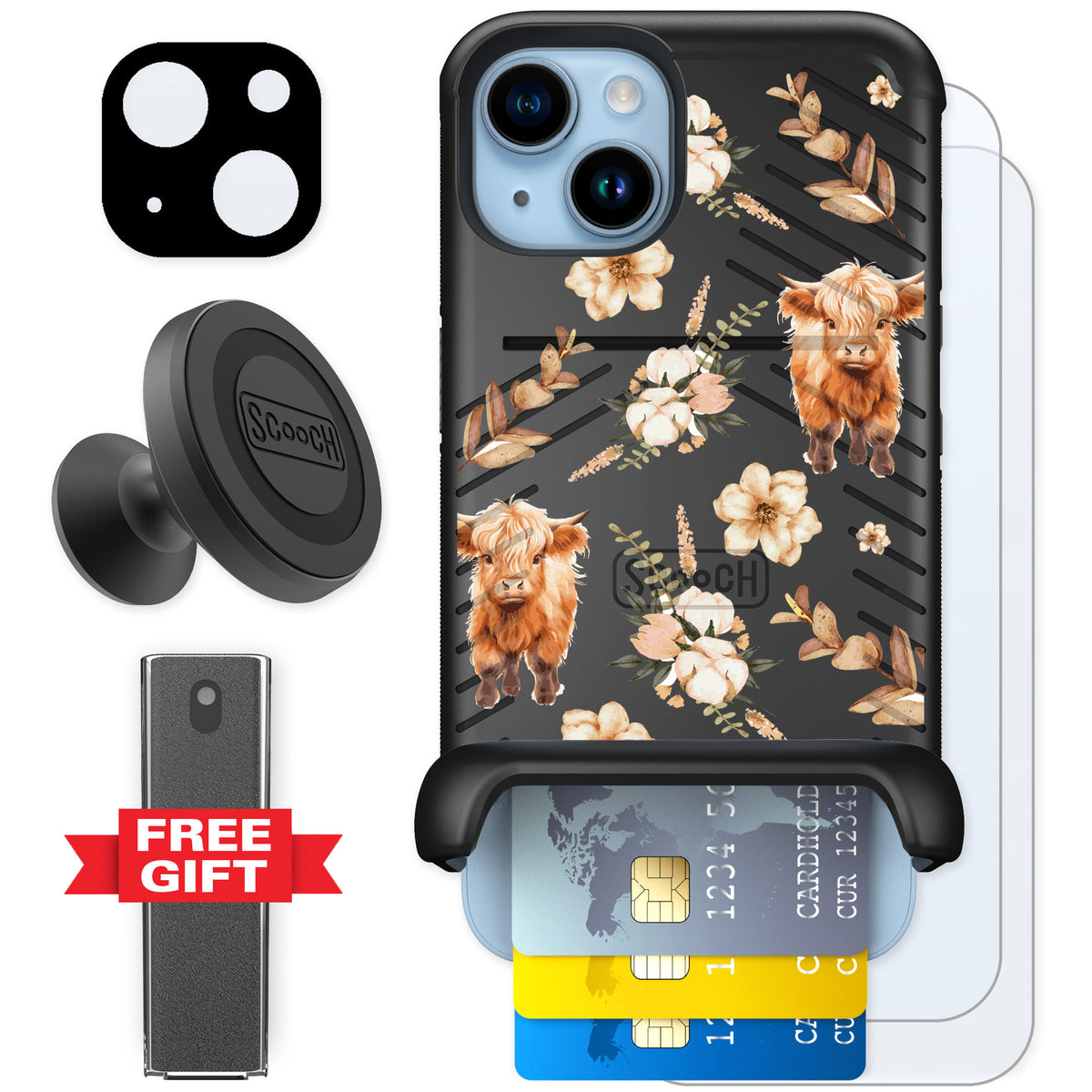 Scooch Wingmate Baby Cow for iPhone 14 — Defender Bundle