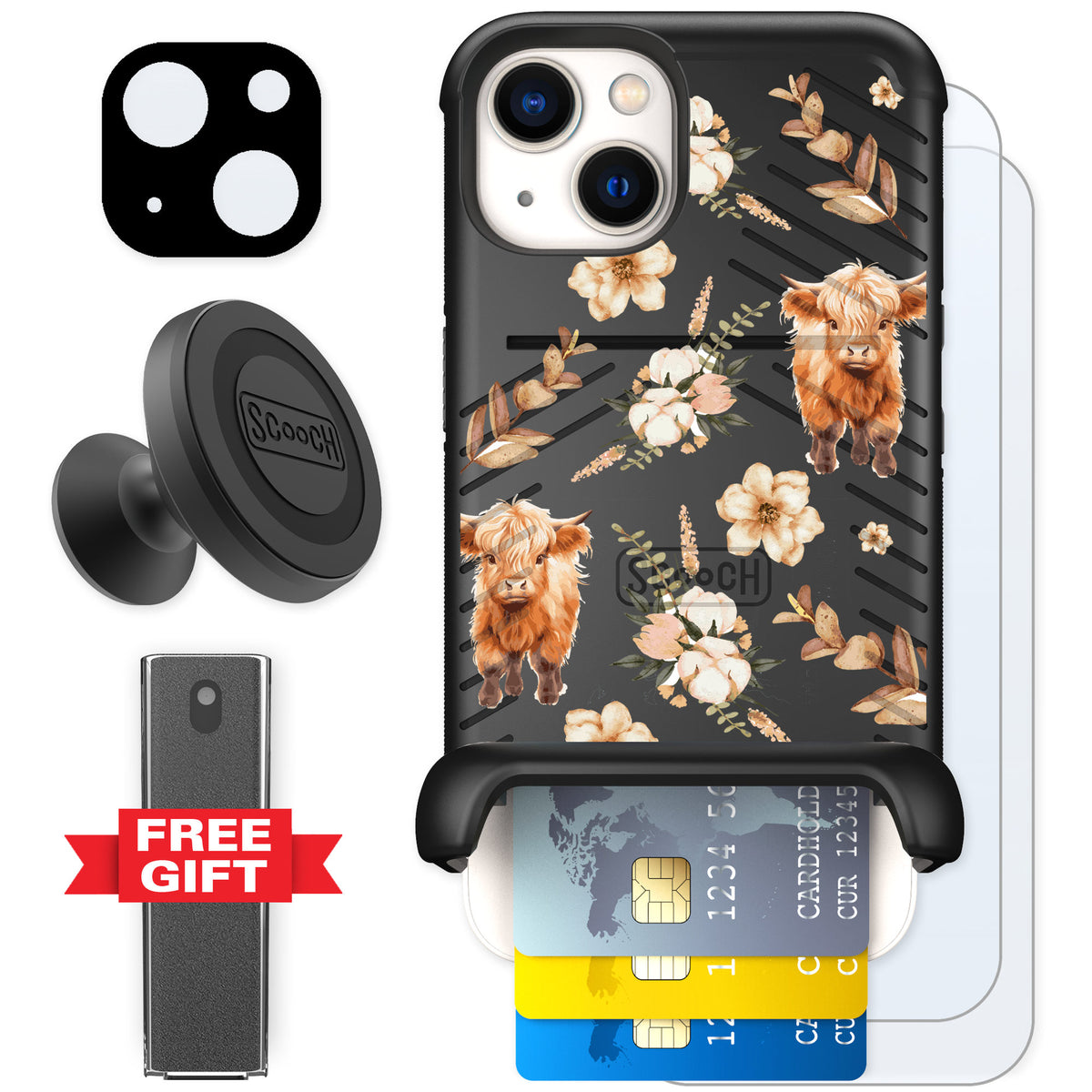 Scooch Wingmate Baby Cow for iPhone 13 — Defender Bundle