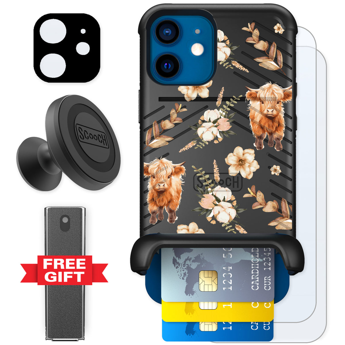 Scooch Wingmate Baby Cow for iPhone 12 — Defender Bundle