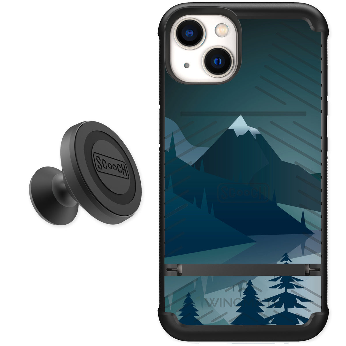 Scooch Wingmate Midnight Ridge for iPhone 13 — Starter Bundle