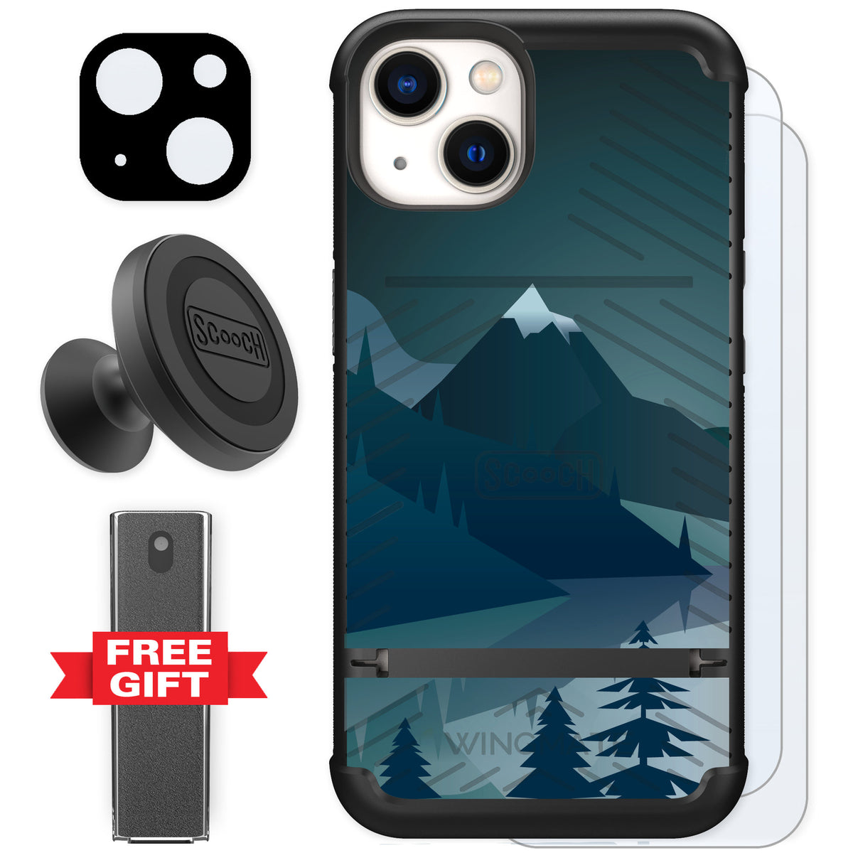 Scooch Wingmate Midnight Ridge for iPhone 13 — Defender Bundle