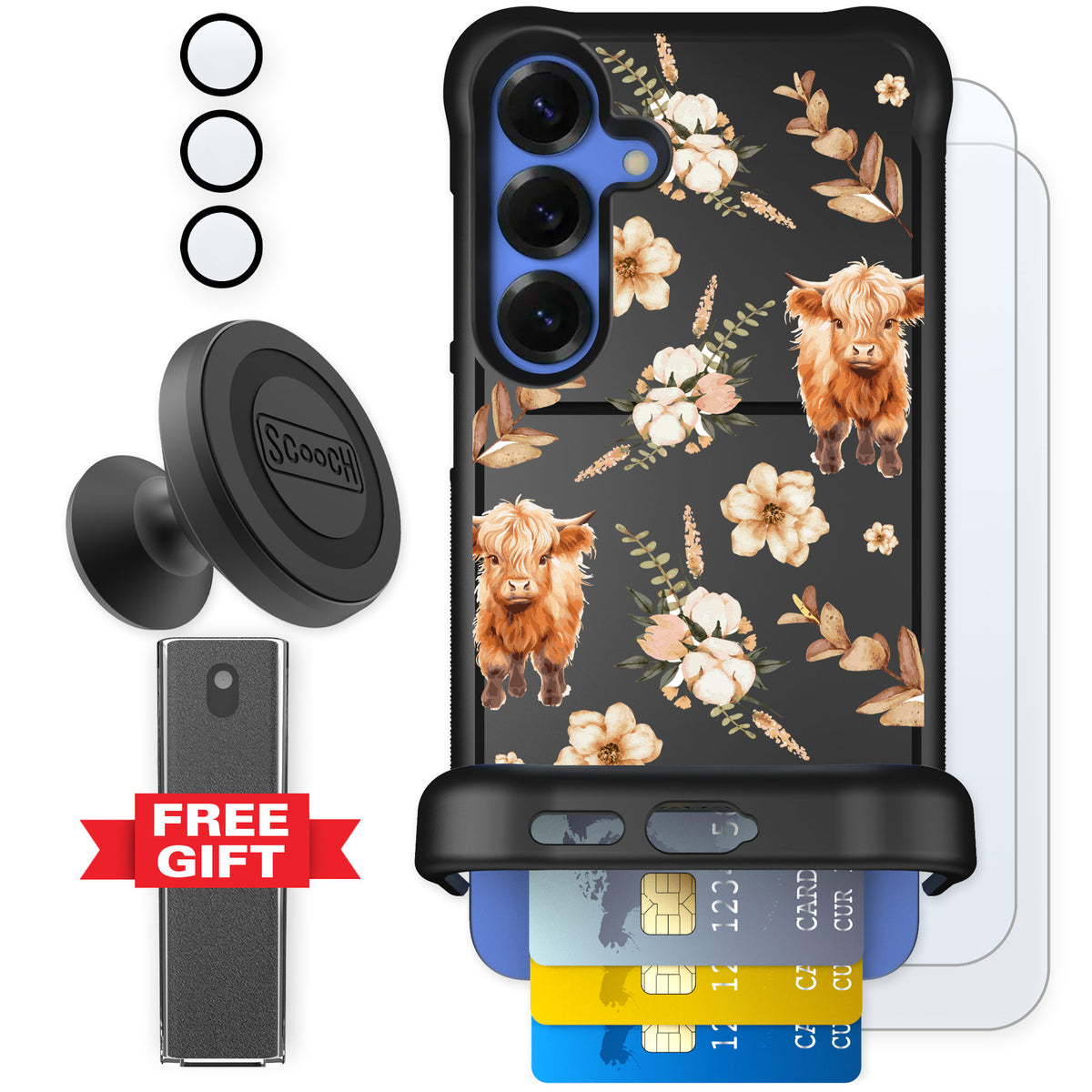 Scooch Wingmate Baby Cow for Galaxy S25+ — Defender Bundle