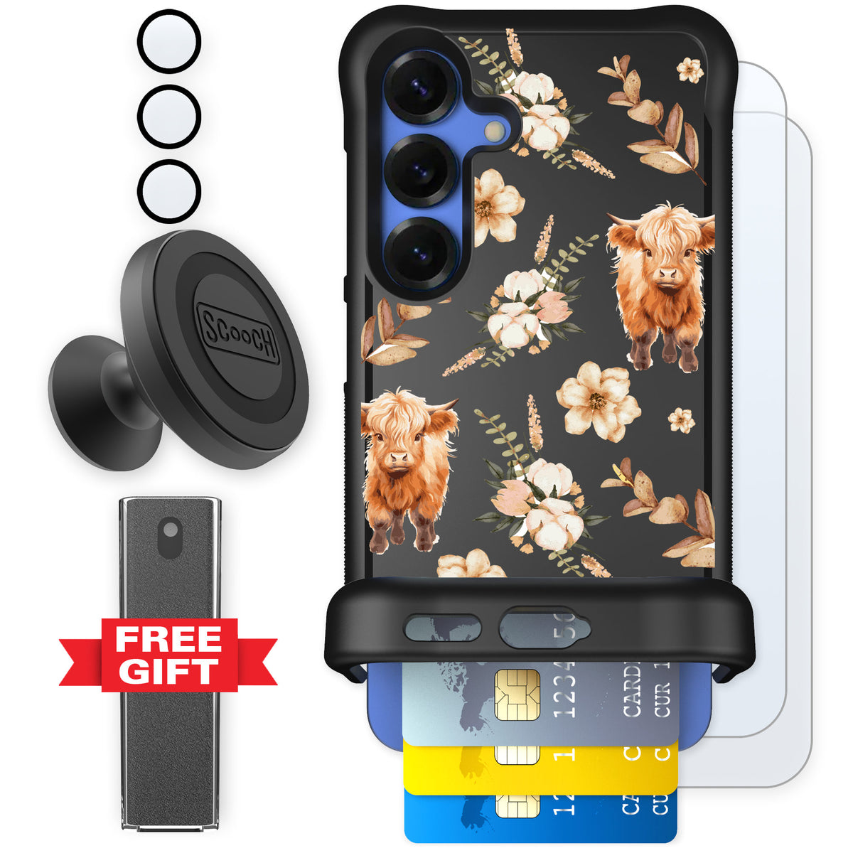 Scooch Wingmate Baby Cow for Galaxy S25 — Defender Bundle