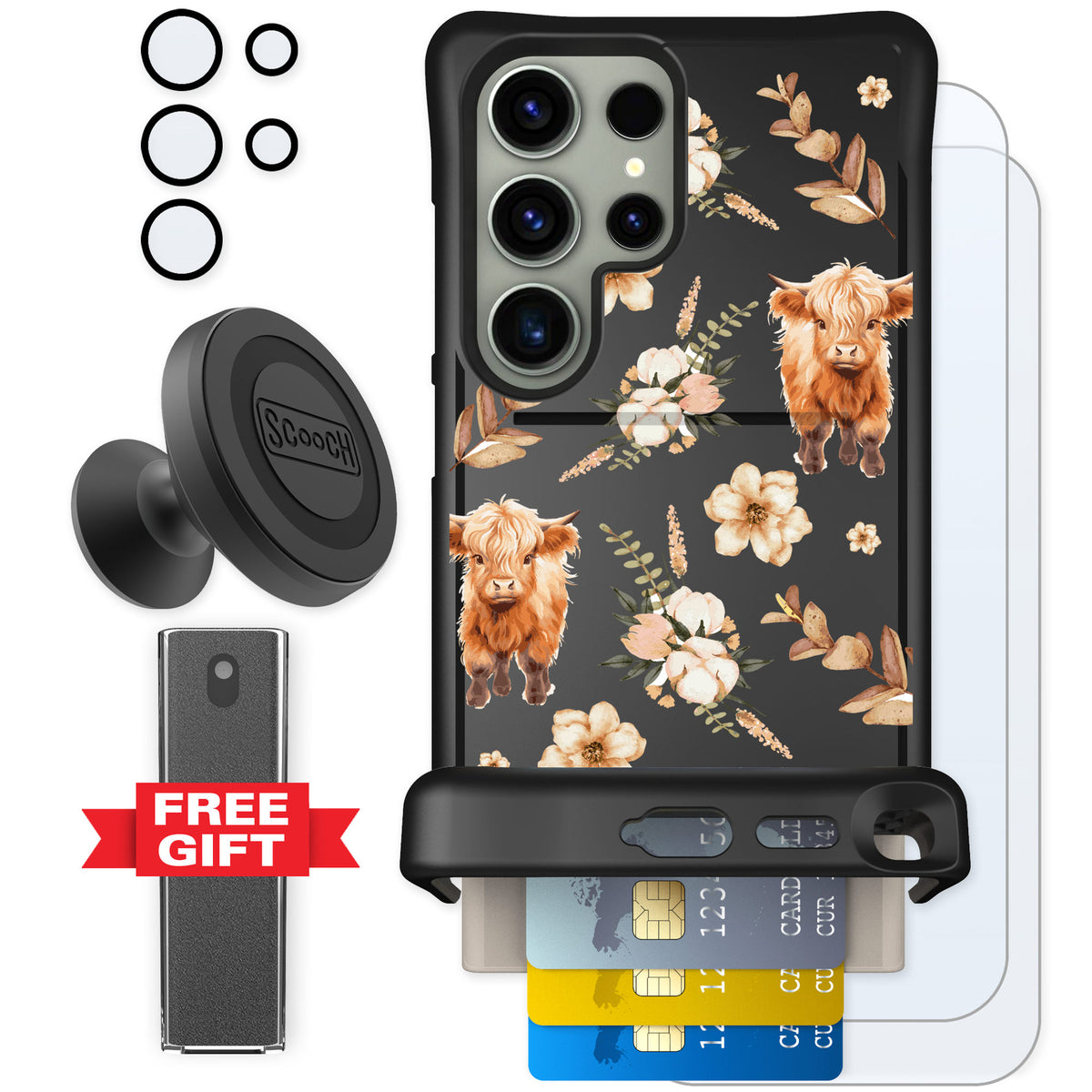 Scooch Wingmate Baby Cow for Galaxy S24 Ultra — Defender Bundle