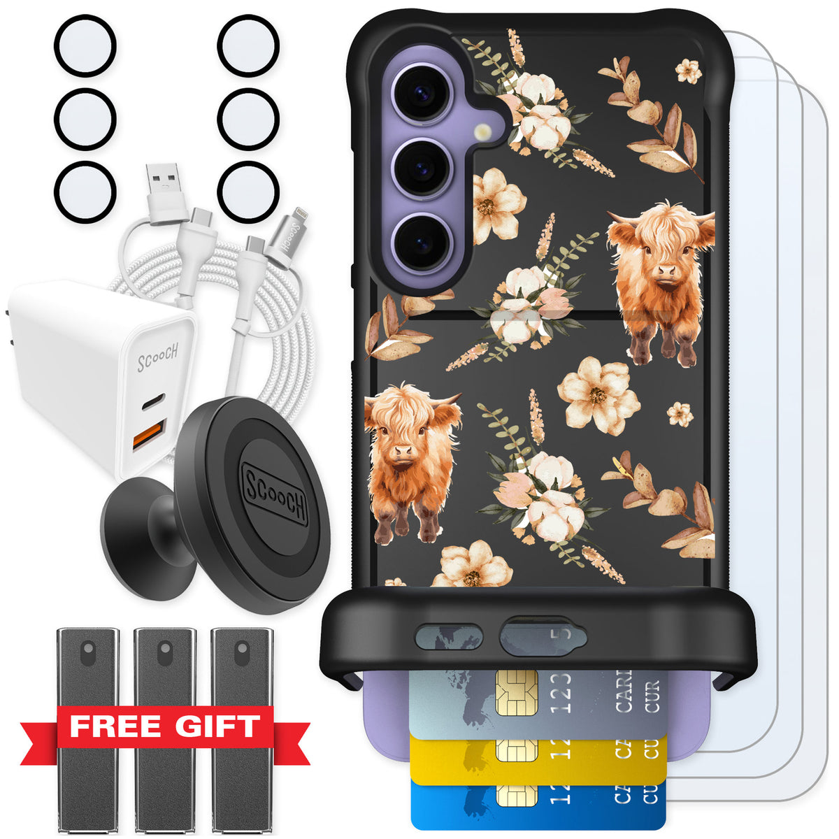 Scooch Wingmate Baby Cow for Galaxy S24+ — Ultimate Bundle