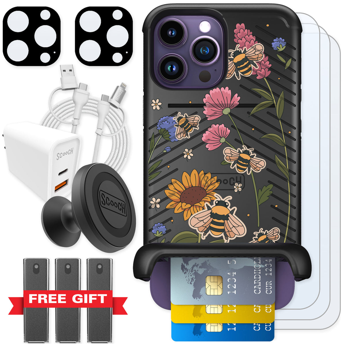 Scooch Wingmate Bee Happy for iPhone 14 Pro Max — Ultimate Bundle