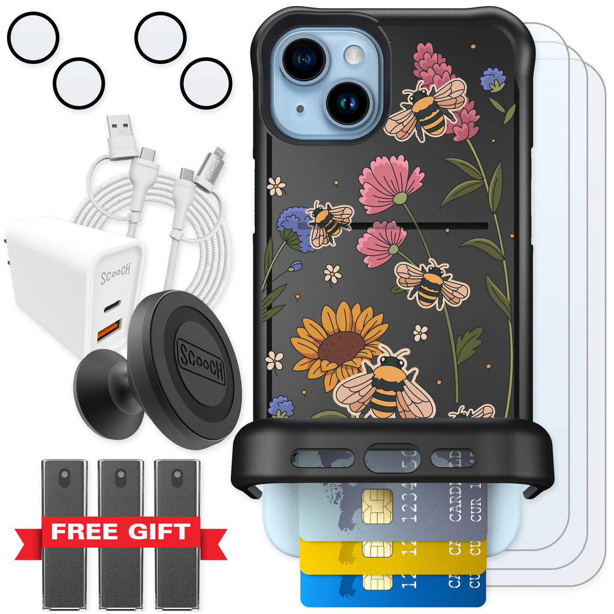 Scooch Wingmate Bee Happy for iPhone 14 Plus — Ultimate Bundle