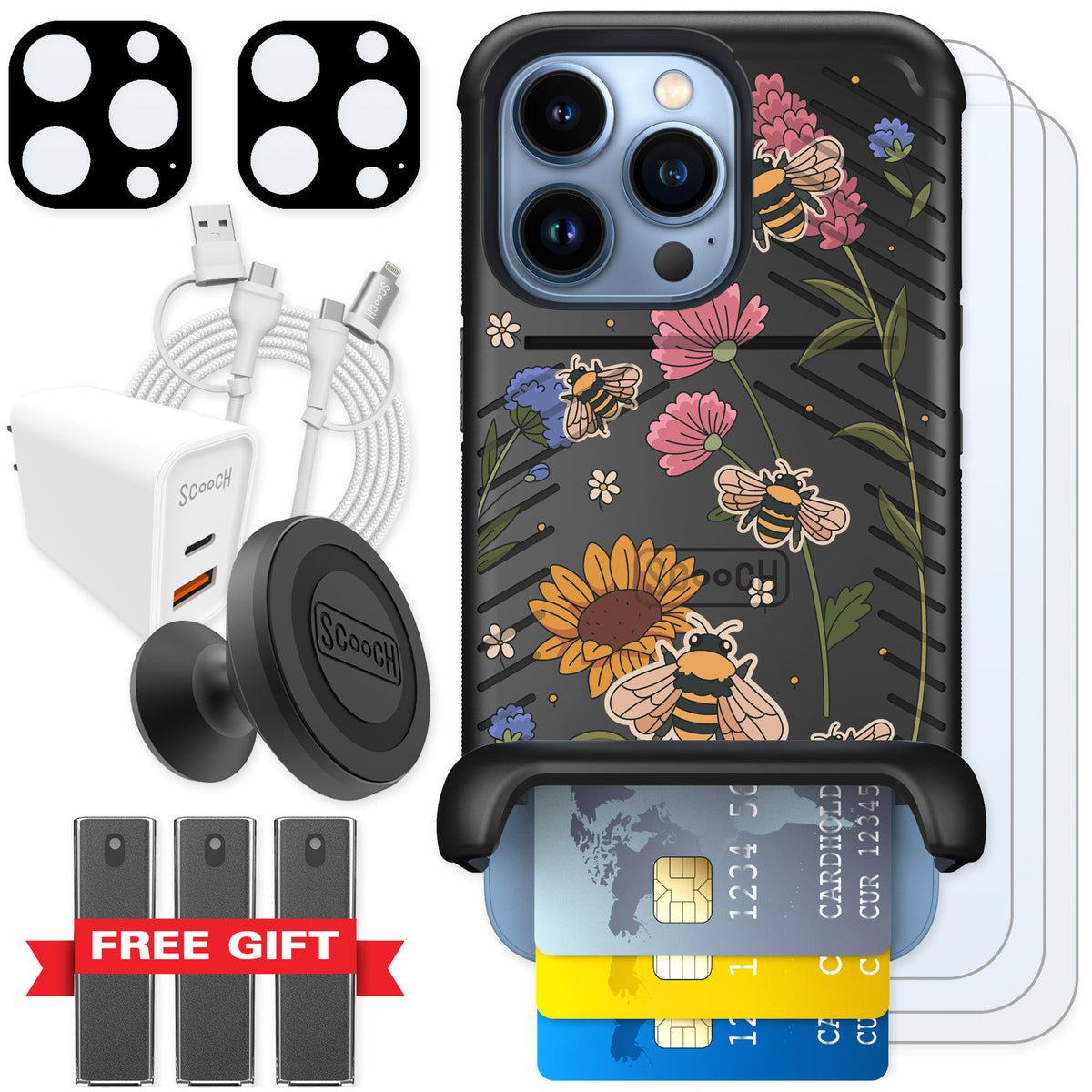 Scooch Wingmate Bee Happy for iPhone 13 Pro — Ultimate Bundle