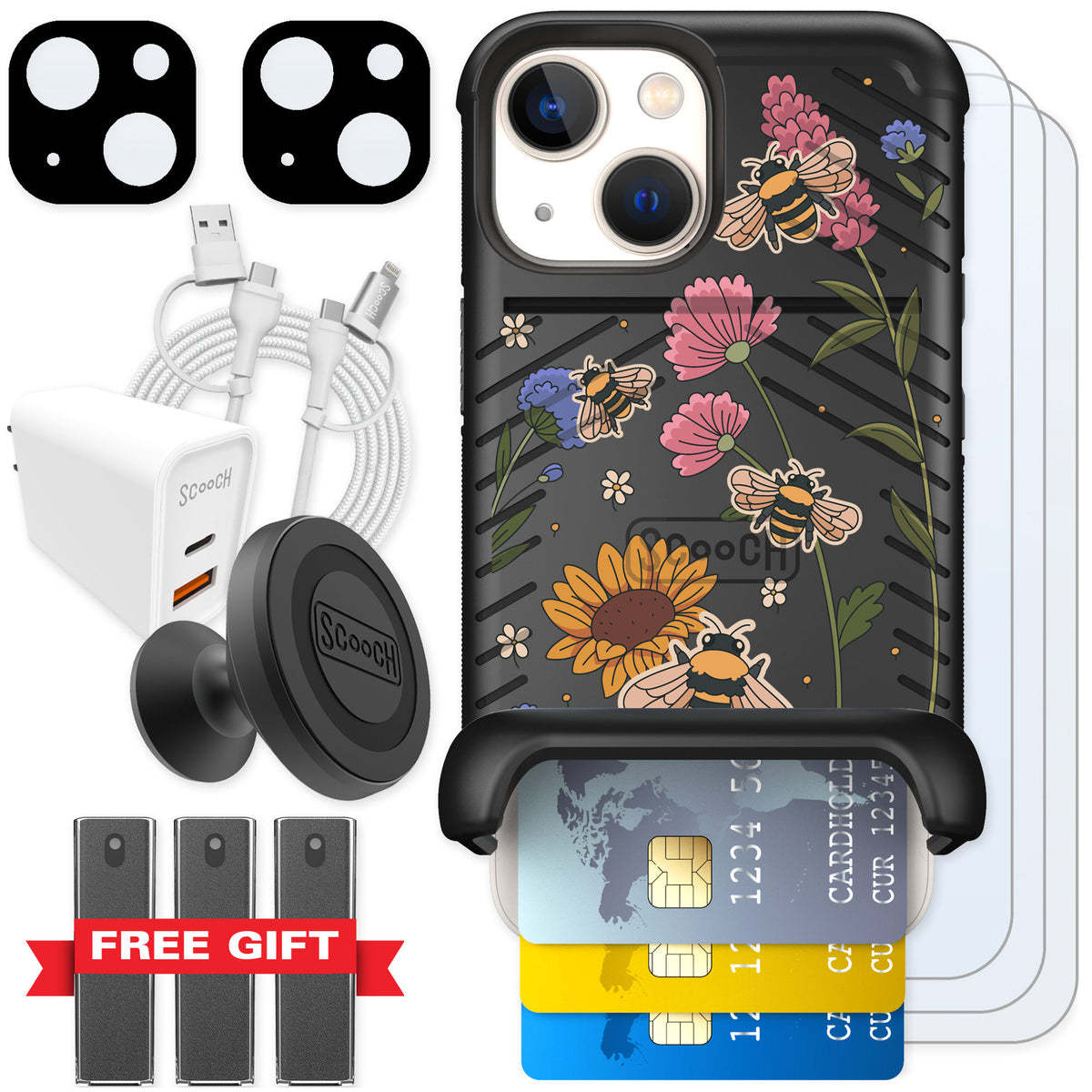 Scooch Wingmate Bee Happy for iPhone 13 mini — Ultimate Bundle