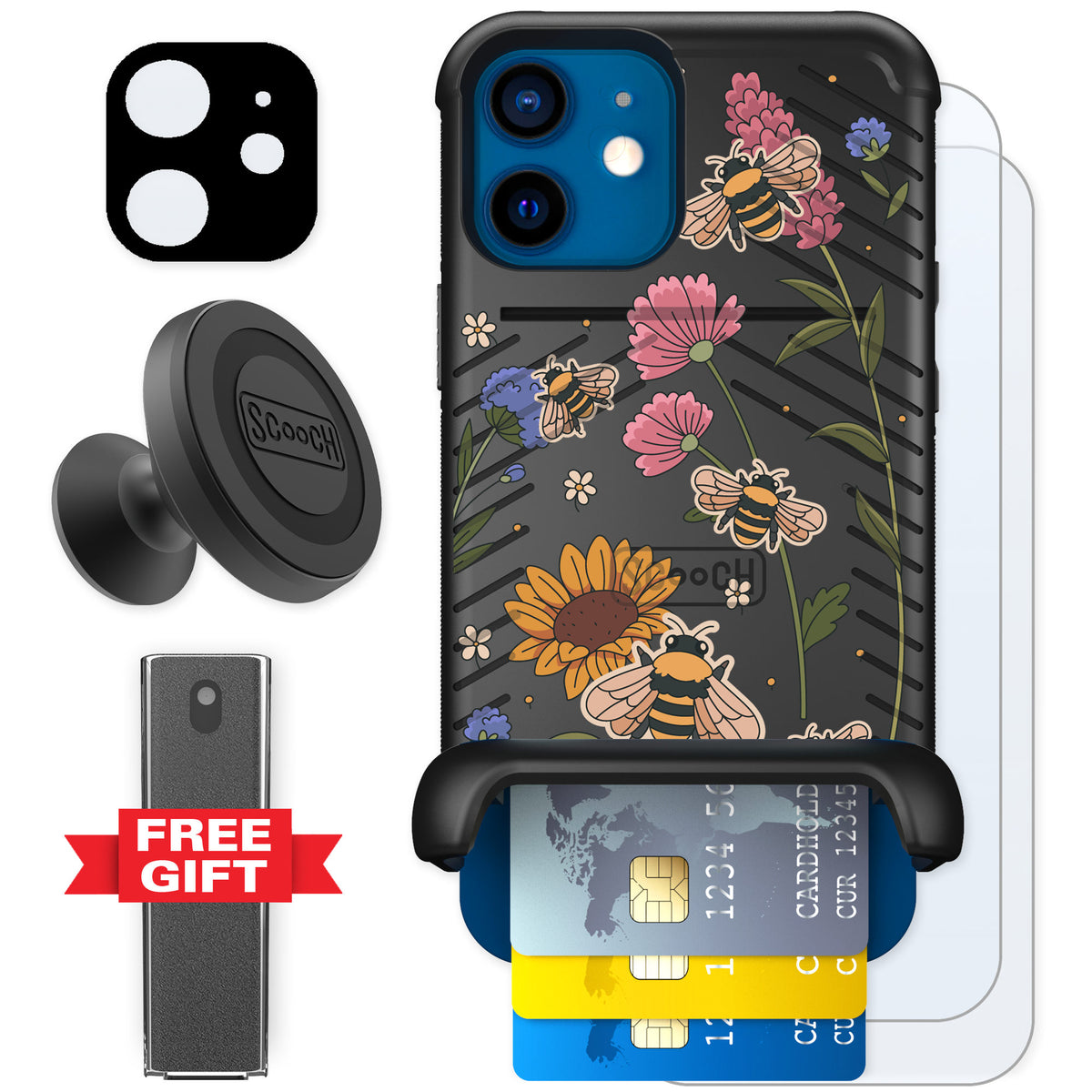 Scooch Wingmate Bee Happy for iPhone 12 — Defender Bundle