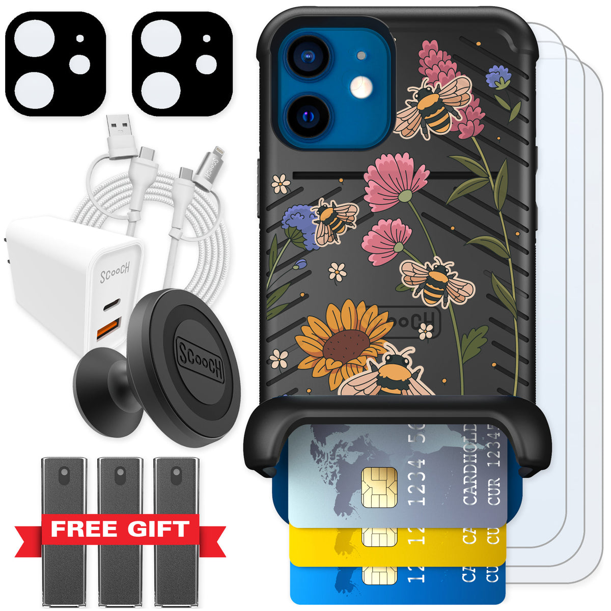 Scooch Wingmate Bee Happy for iPhone 12 mini — Ultimate Bundle