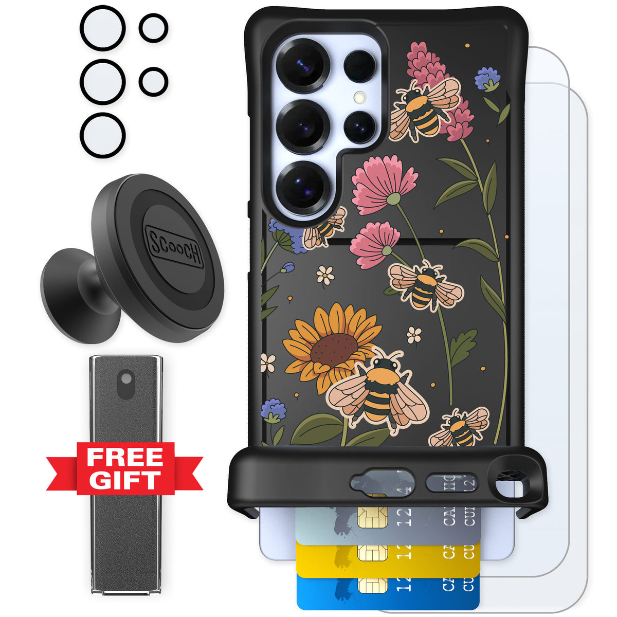 Scooch Wingmate Bee Happy for Galaxy S25 Ultra — Defender Bundle
