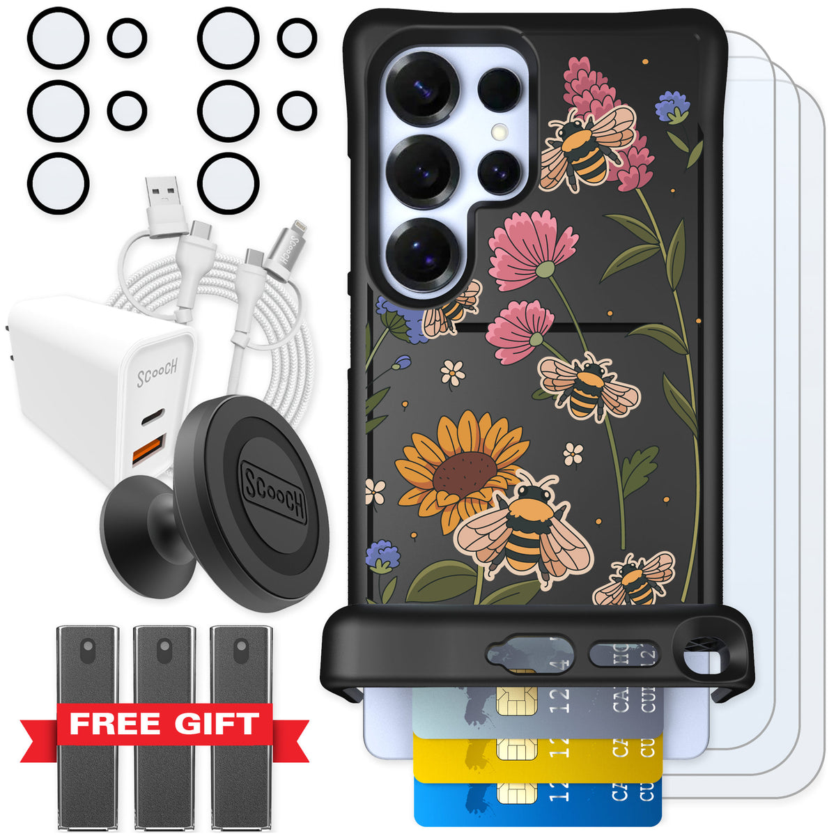 Scooch Wingmate Bee Happy for Galaxy S25 Ultra — Ultimate Bundle