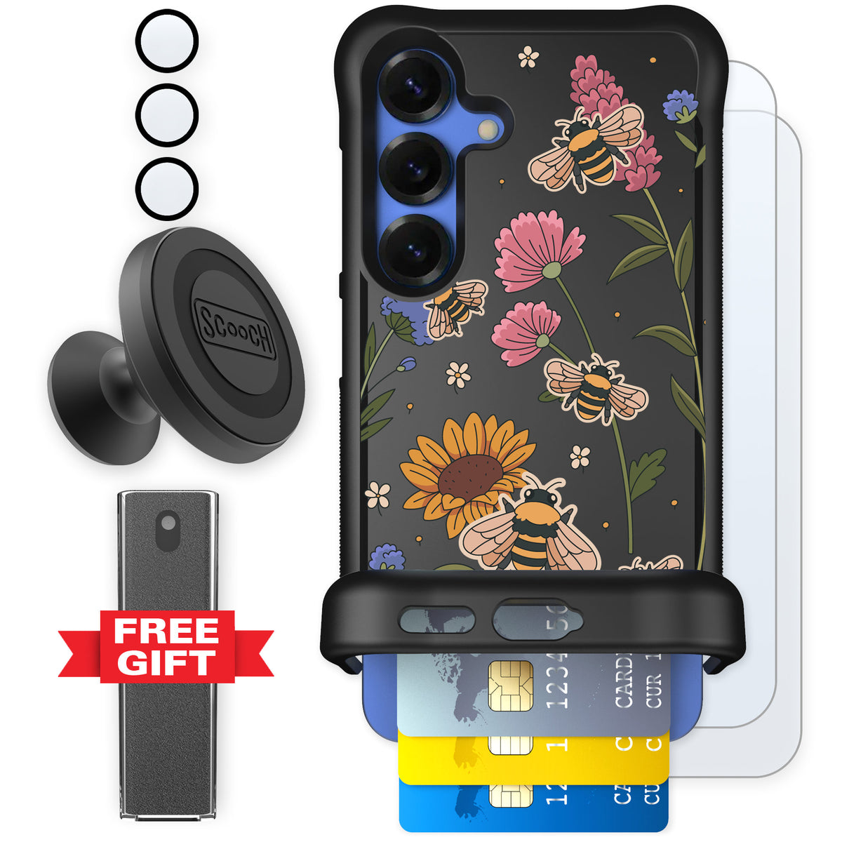 Scooch Wingmate Bee Happy for Galaxy S25 — Defender Bundle