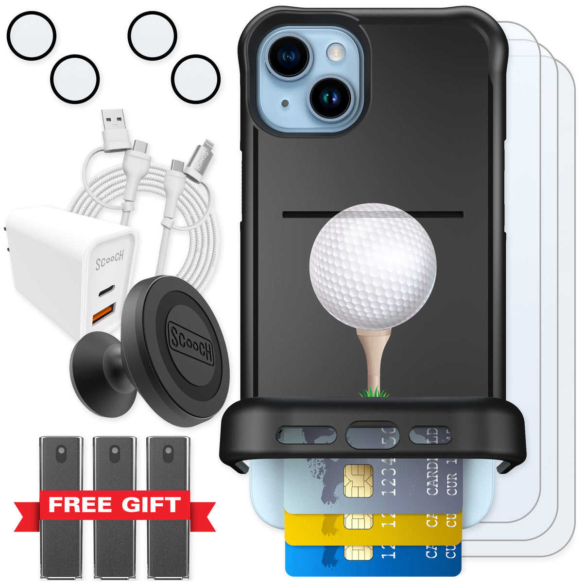 Scooch Wingmate Tee Time for iPhone 15 Plus — Ultimate Bundle