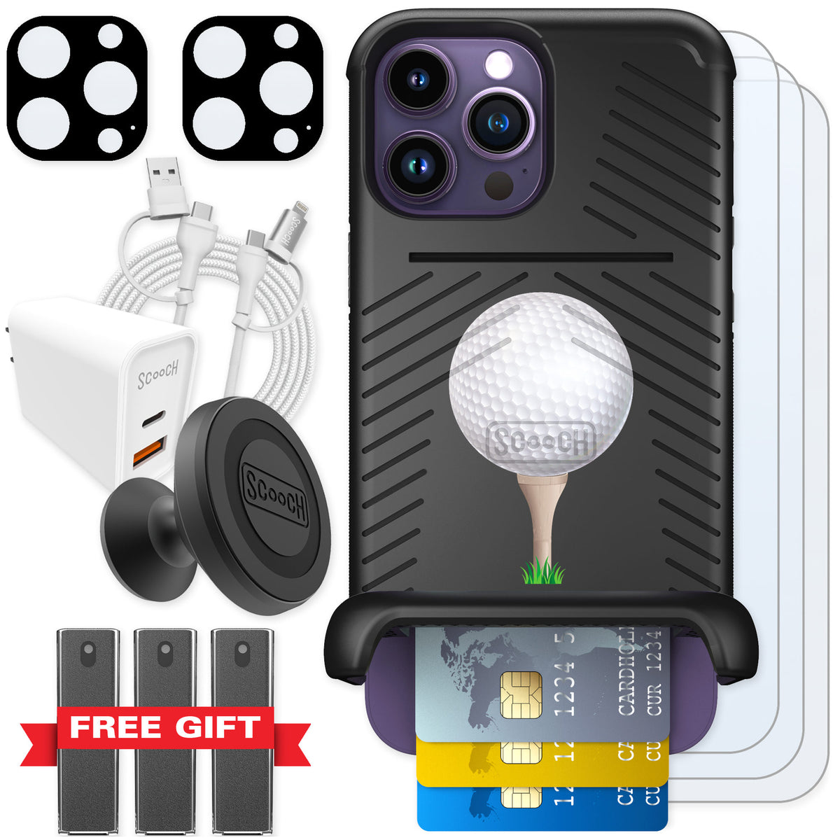 Scooch Wingmate Tee Time for iPhone 14 Pro Max — Ultimate Bundle
