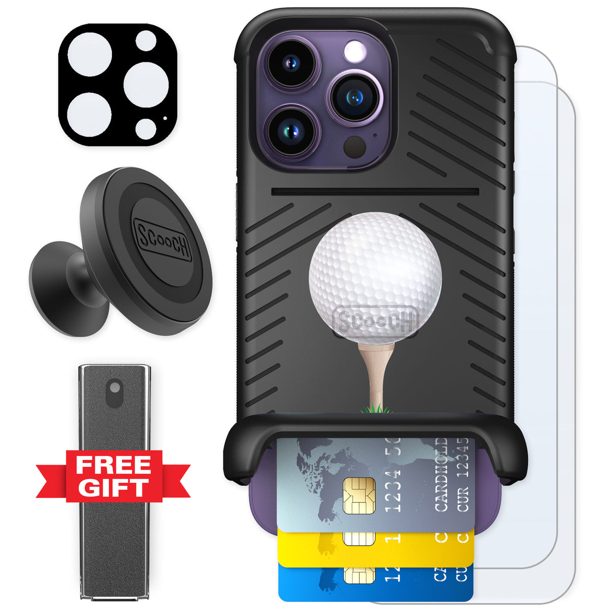 Scooch Wingmate Tee Time for iPhone 14 Pro — Defender Bundle