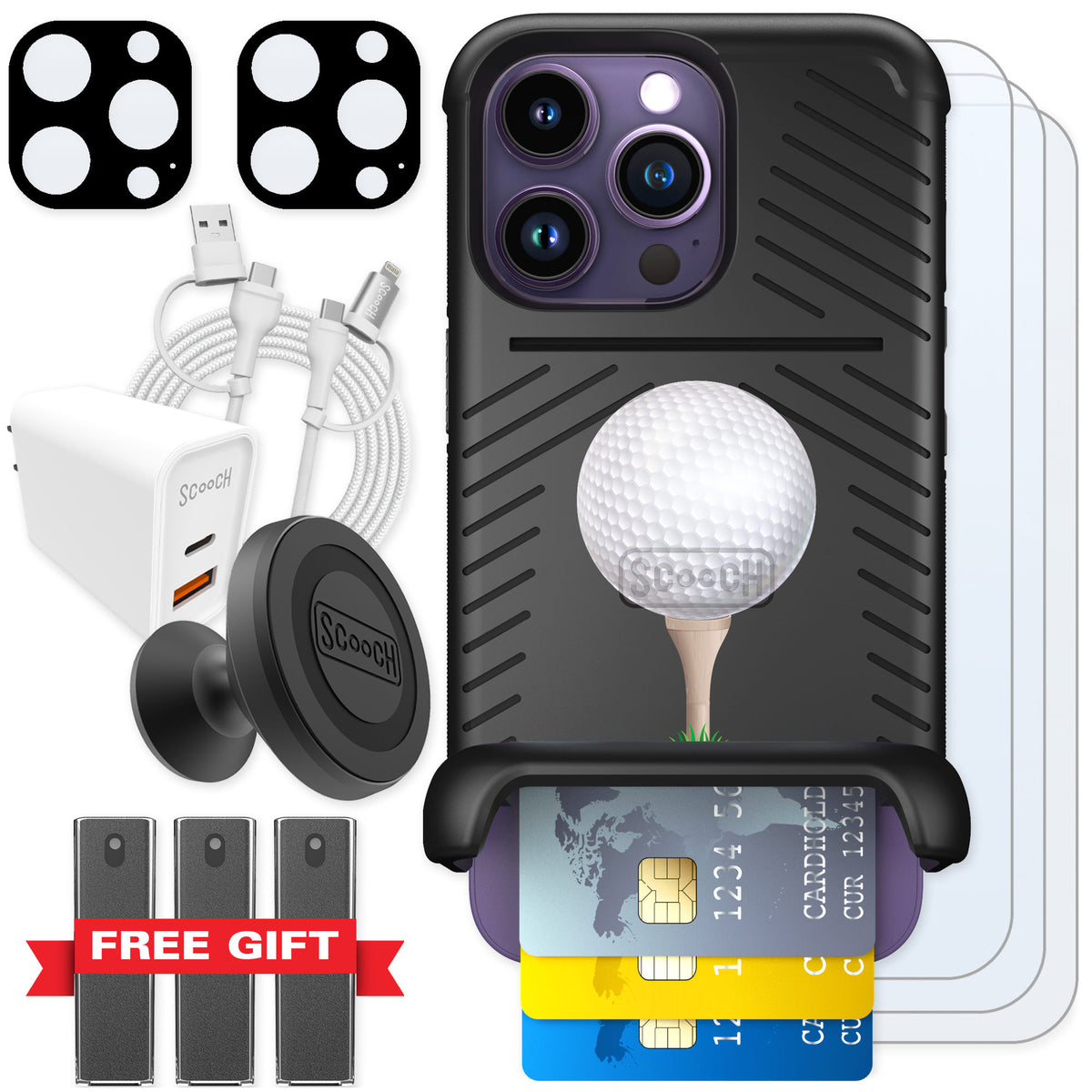 Scooch Wingmate Tee Time for iPhone 14 Pro — Ultimate Bundle