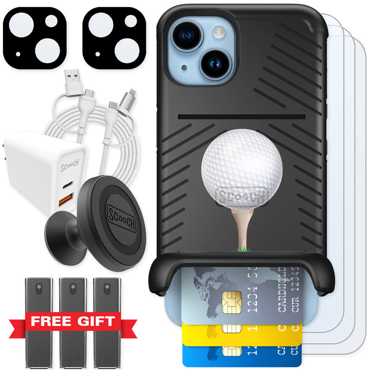 Scooch Wingmate Tee Time for iPhone 14 — Ultimate Bundle