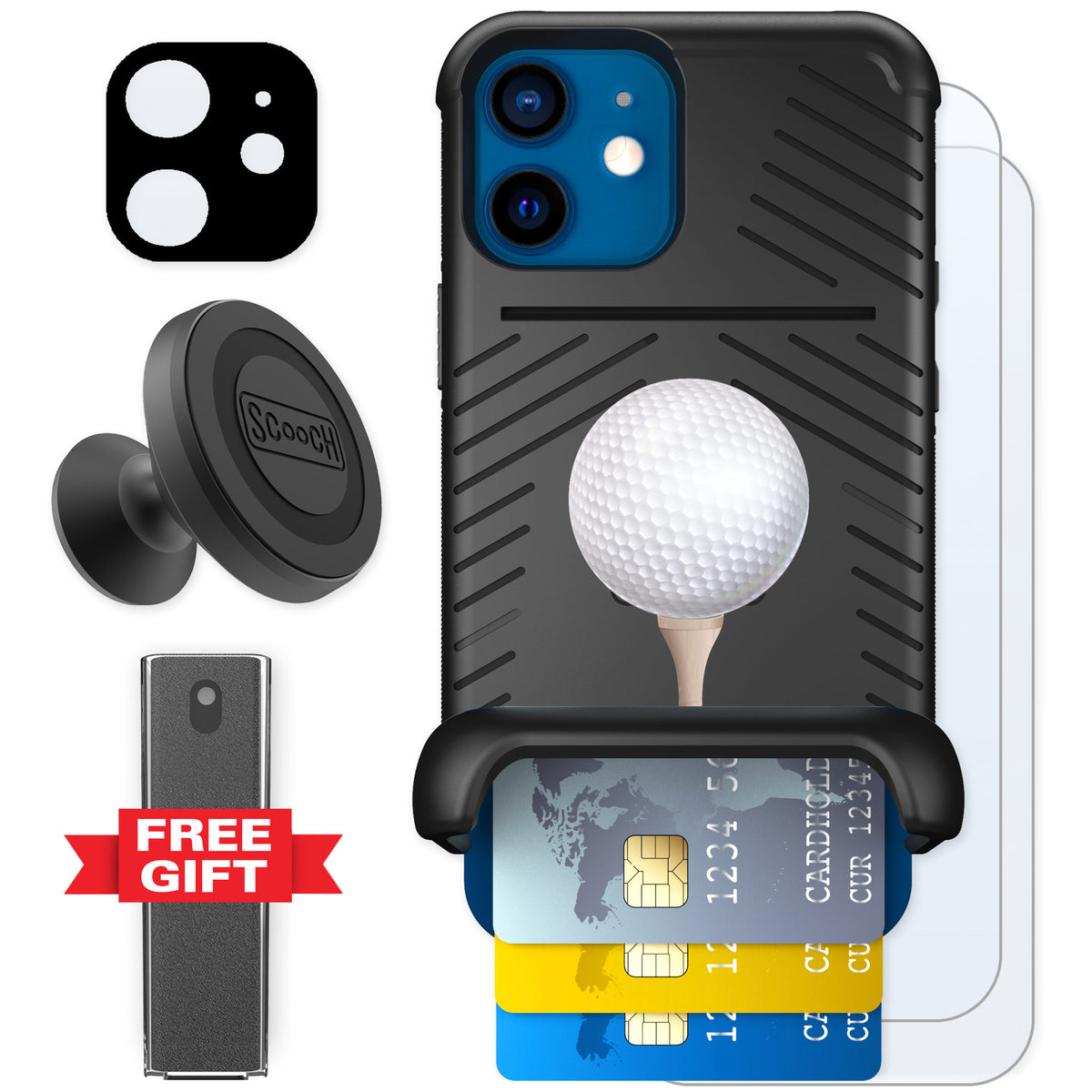 Scooch Wingmate Tee Time for iPhone 12 mini — Defender Bundle