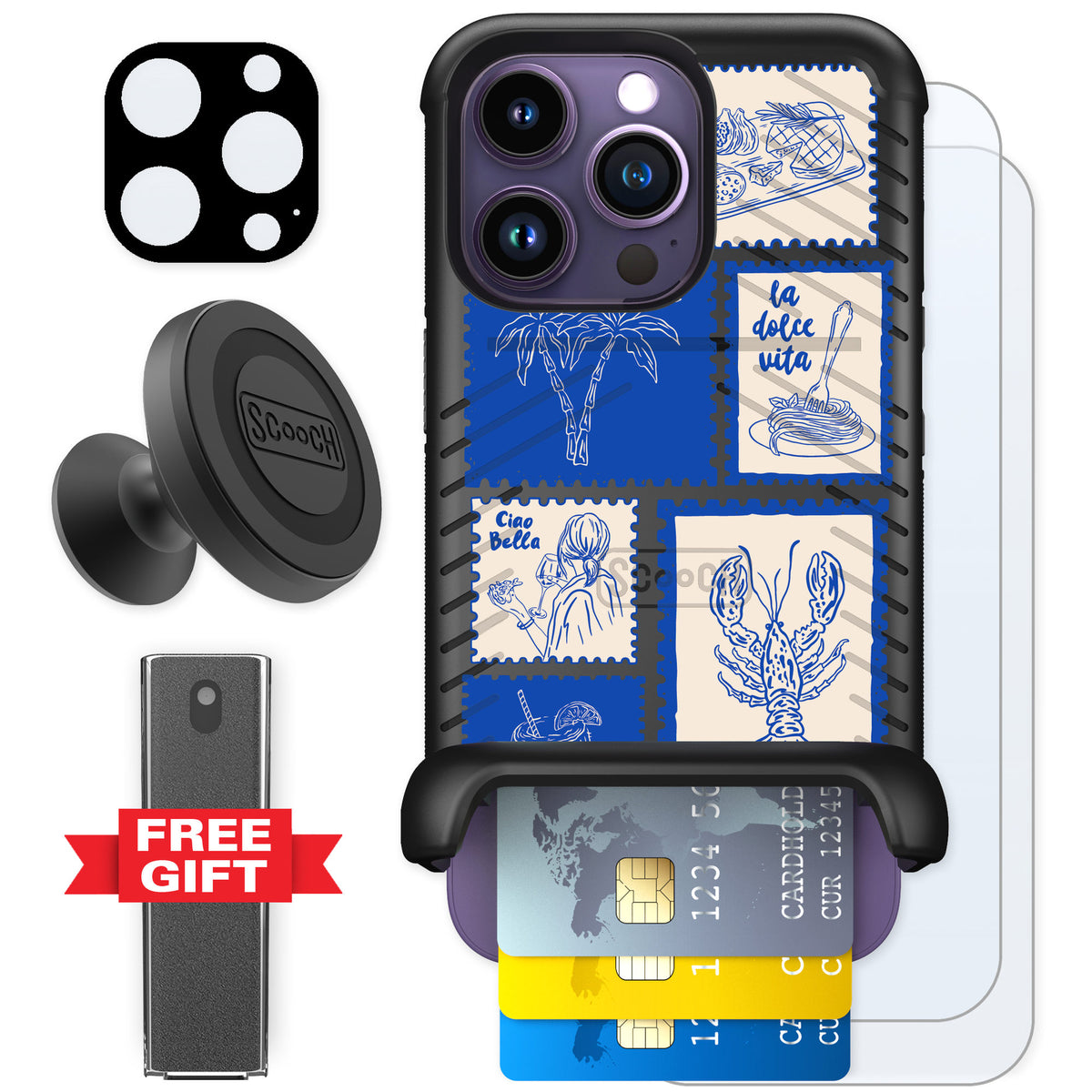 Scooch Wingmate Euro Summer for iPhone 14 Pro — Defender Bundle