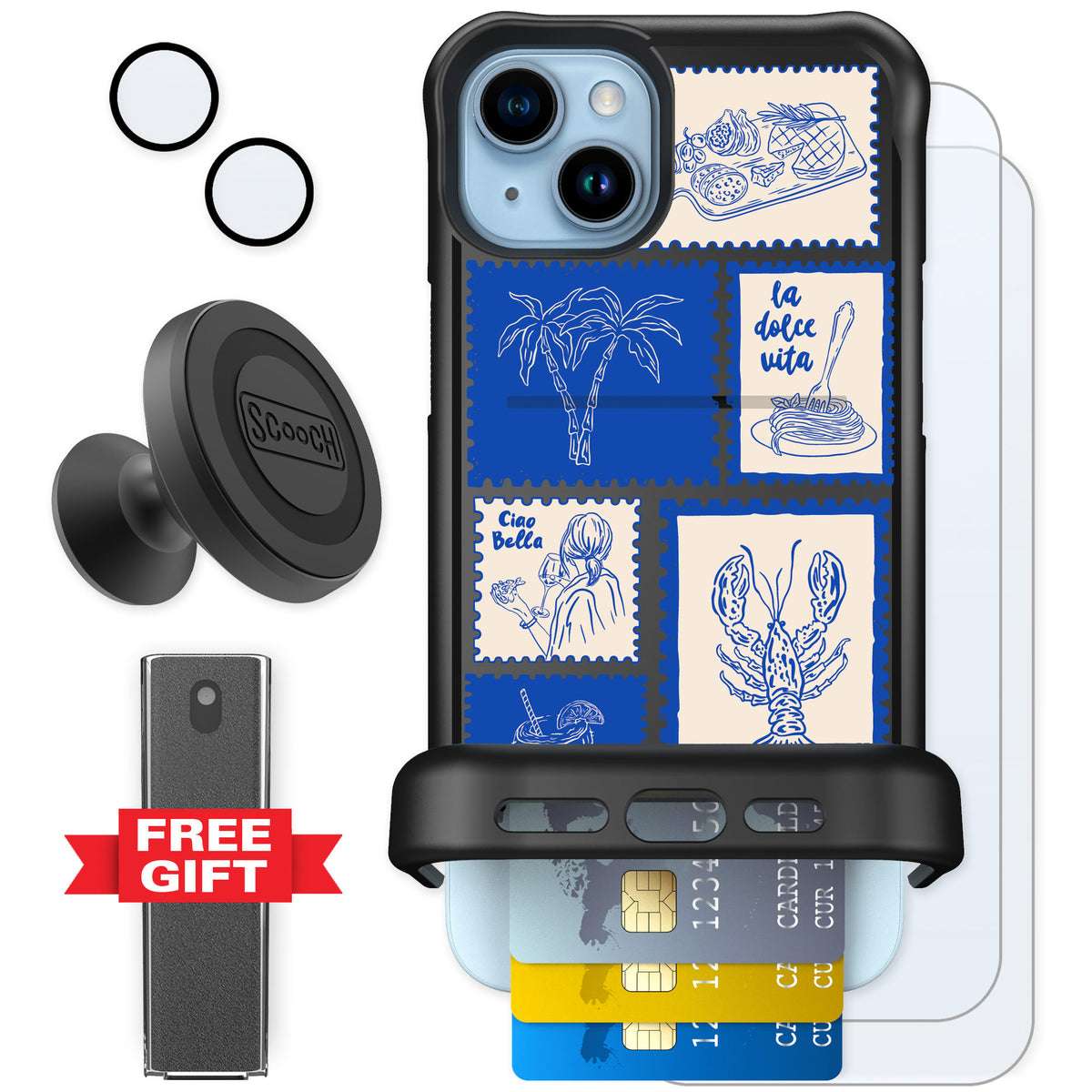 Scooch Wingmate Euro Summer for iPhone 14 Plus — Defender Bundle